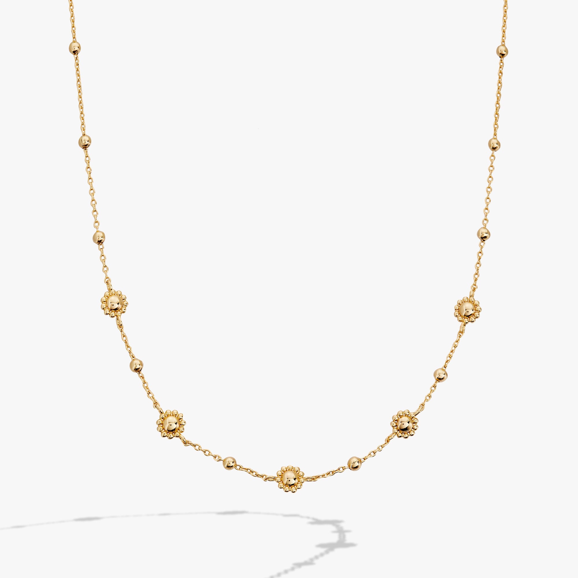 Gold Floret Chain Necklace by ALEX AND ANI featuring delicate floral-inspired links on a sleek chain.