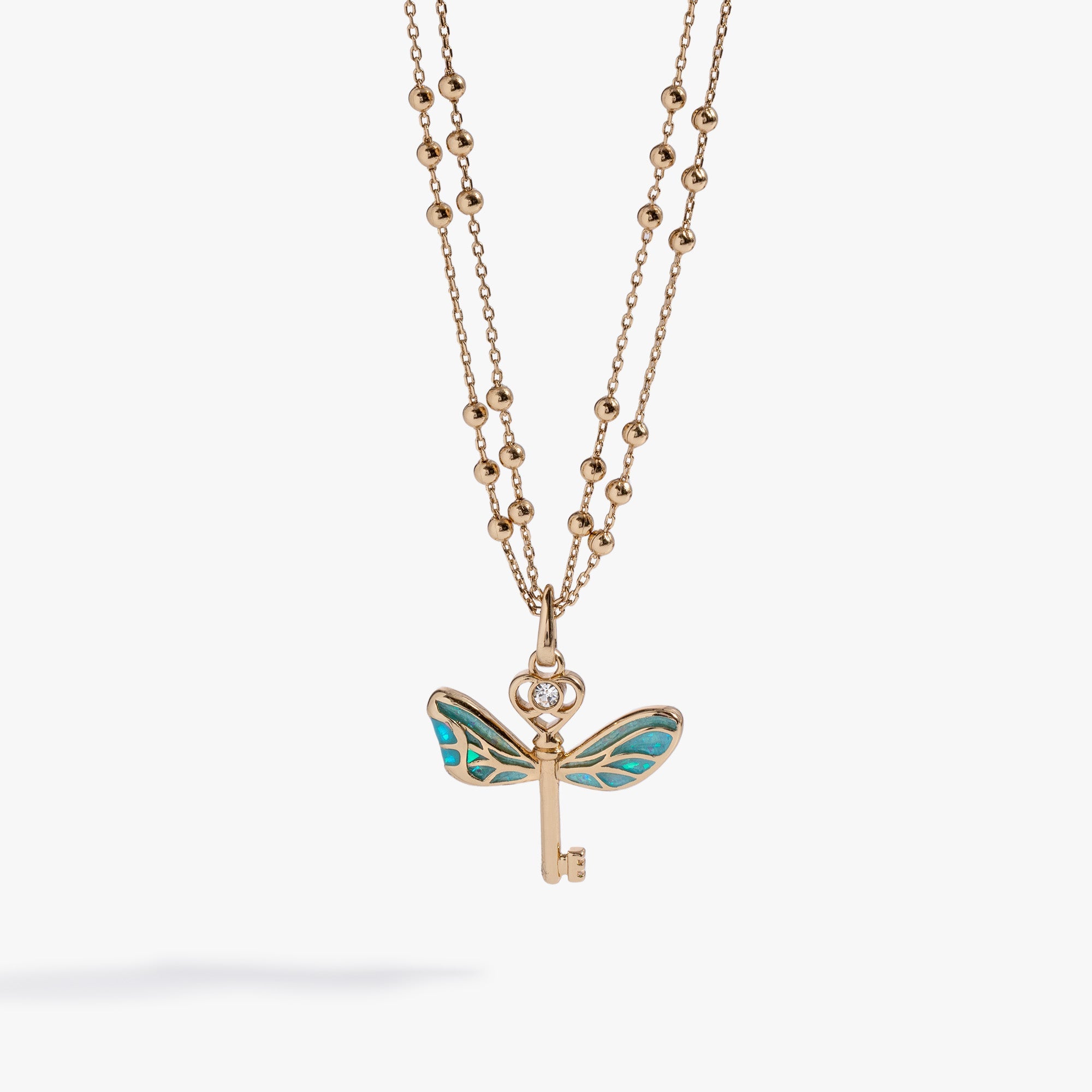 Gold Harry Potter™ Flying Keys necklace by ALEX AND ANI, featuring a detailed key design on a delicate chain.