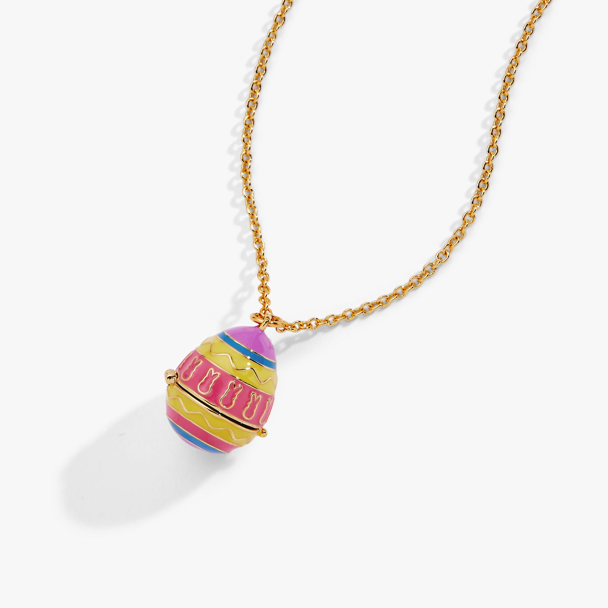 Gold PEEPS Easter Egg Pendant Necklace by ALEX AND ANI featuring a charming Easter-themed egg charm on a delicate chain.