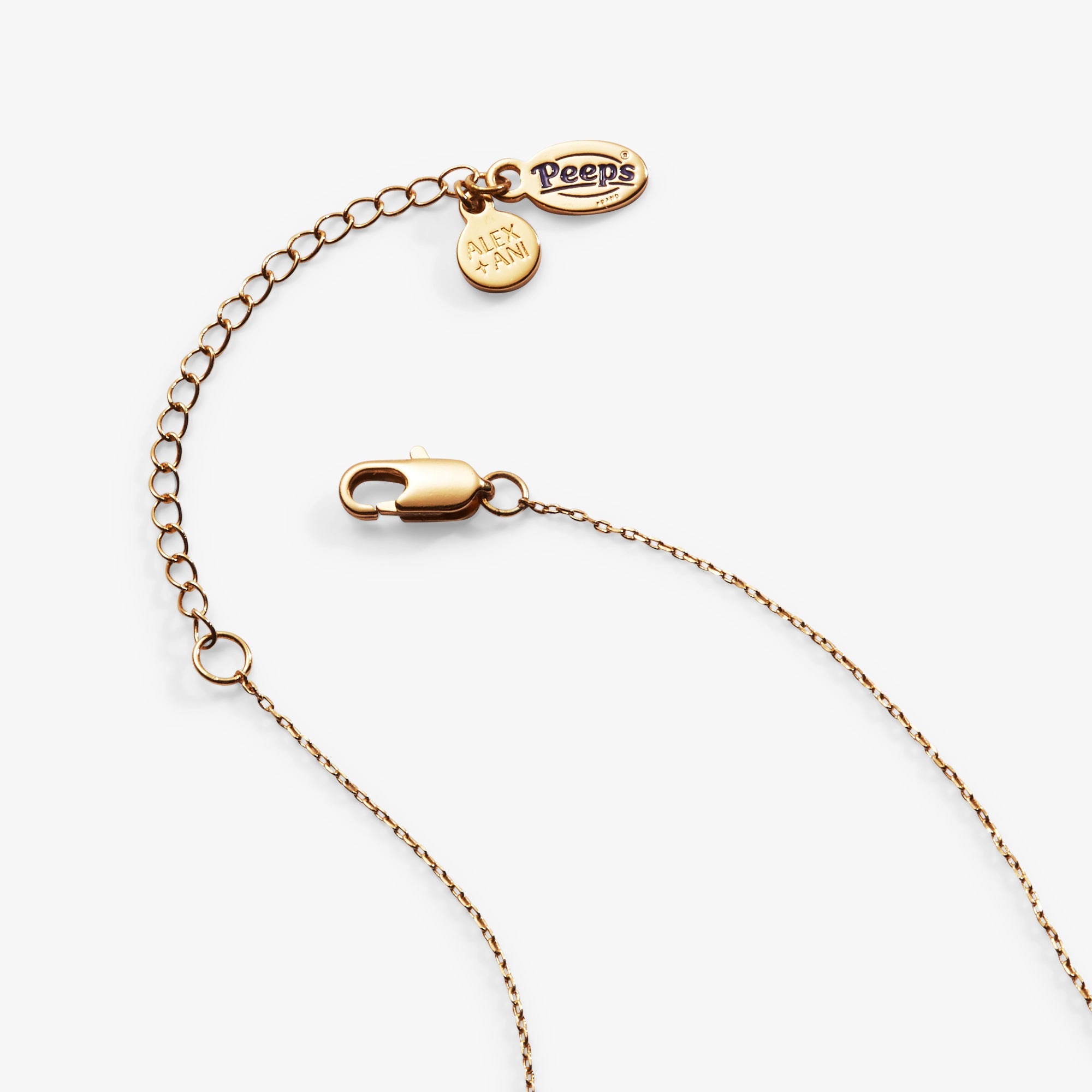 ALEX AND ANI pink crystal bunny pendant necklace featuring a gold-tone chain and a sparkling crystal bunny charm.