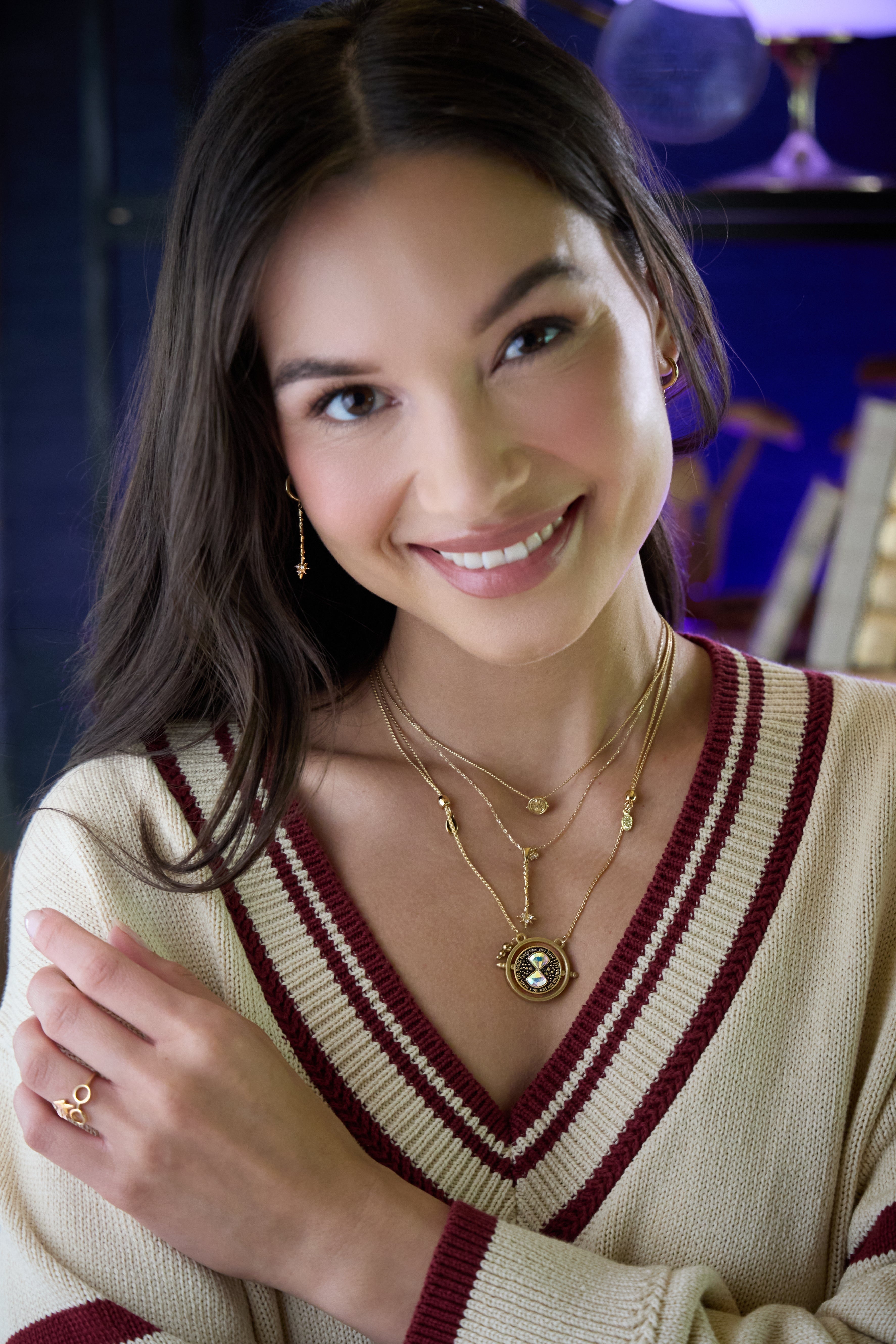 ALEX AND ANI Harry Potter™ Time Turner Spinner Necklace with gold finish, featuring a detailed pendant and chain design.