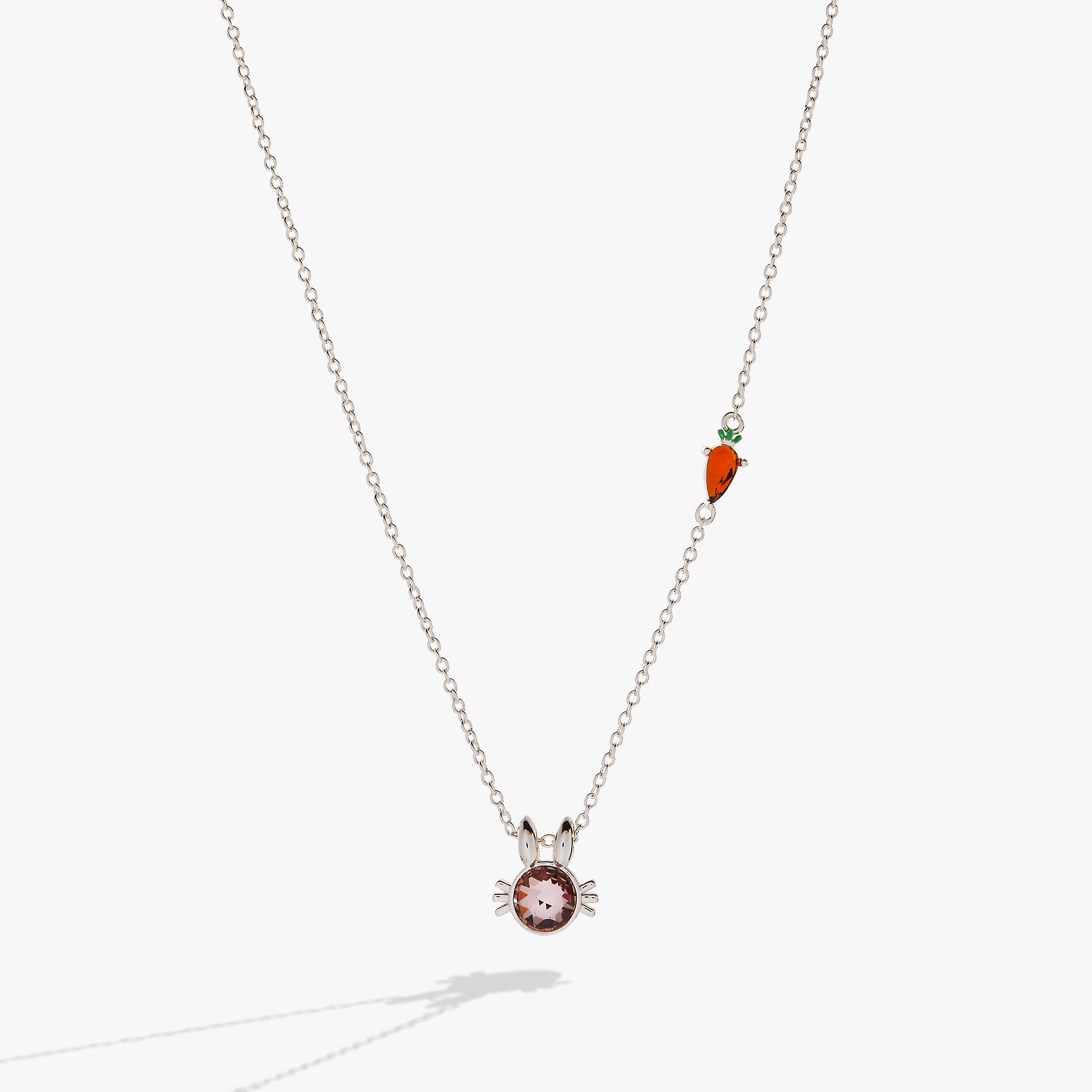 Silver Crystal Bunny Pendant Necklace by ALEX AND ANI featuring a sparkling bunny charm on a delicate chain.