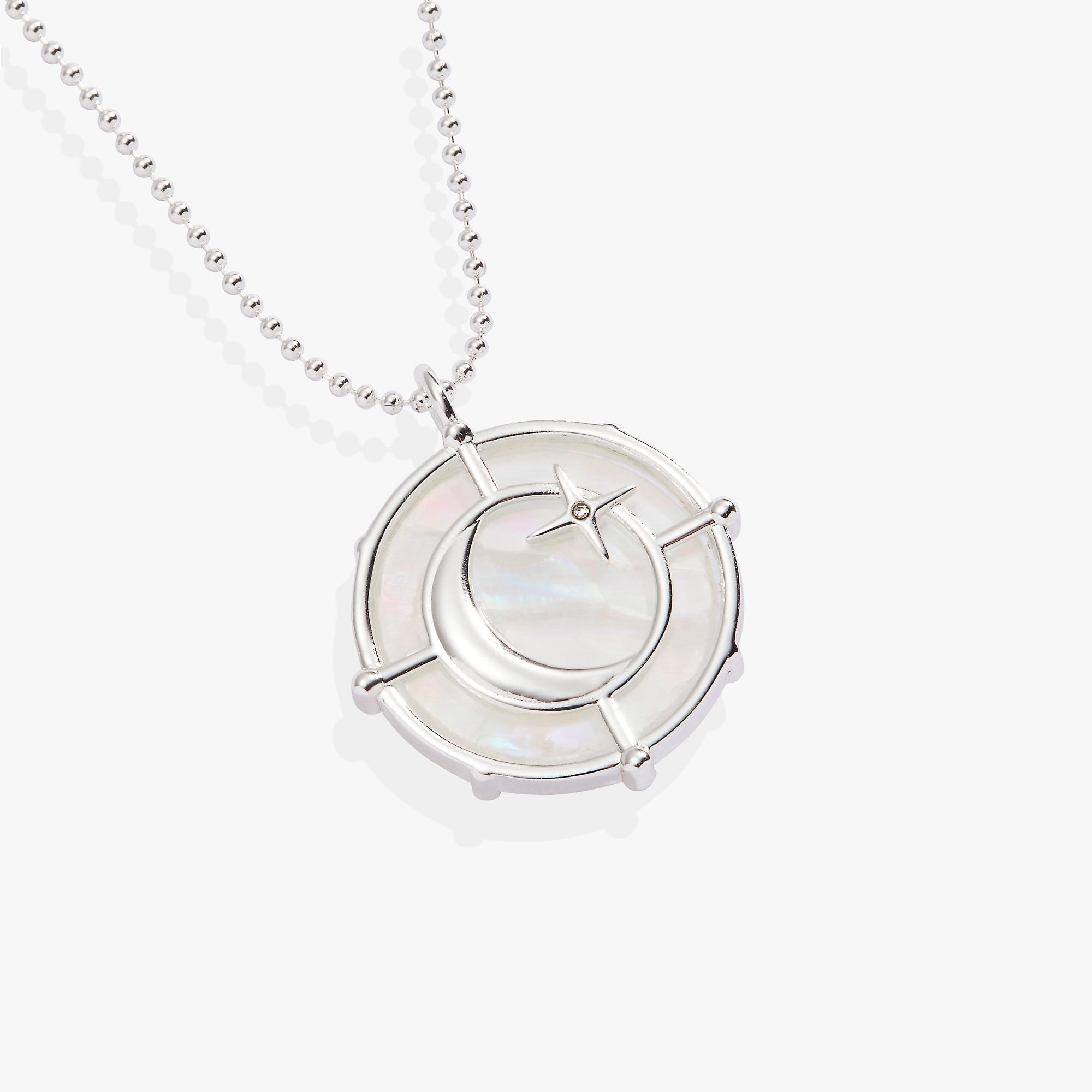 Silver Sagittarius Zodiac double-sided charm necklace by ALEX AND ANI featuring celestial symbols and zodiac details.
