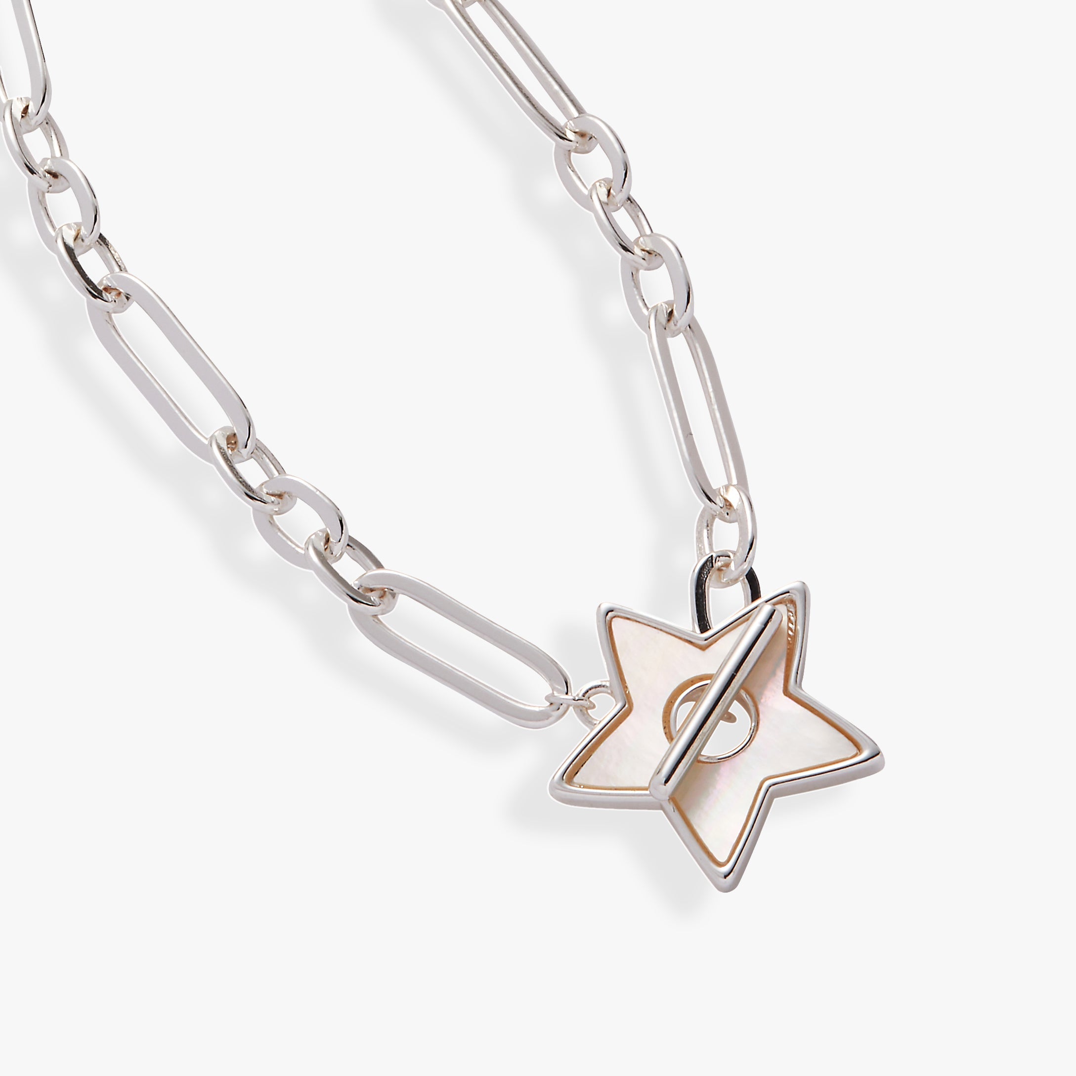 Silver Star Mother of Pearl Toggle Necklace by ALEX AND ANI featuring a polished star pendant and elegant toggle clasp.