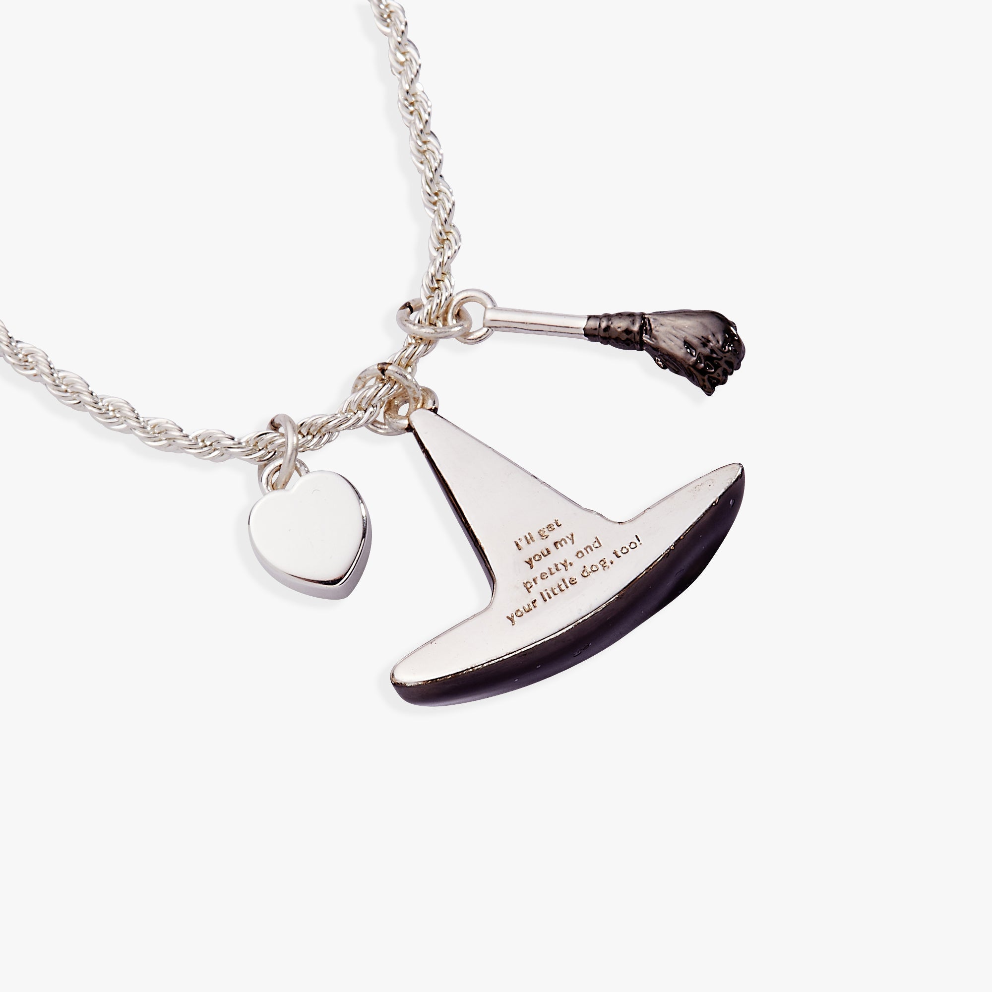 Silver Wizard of Oz Wicked Witch Charm Pendant necklace by ALEX AND ANI featuring detailed witch design.