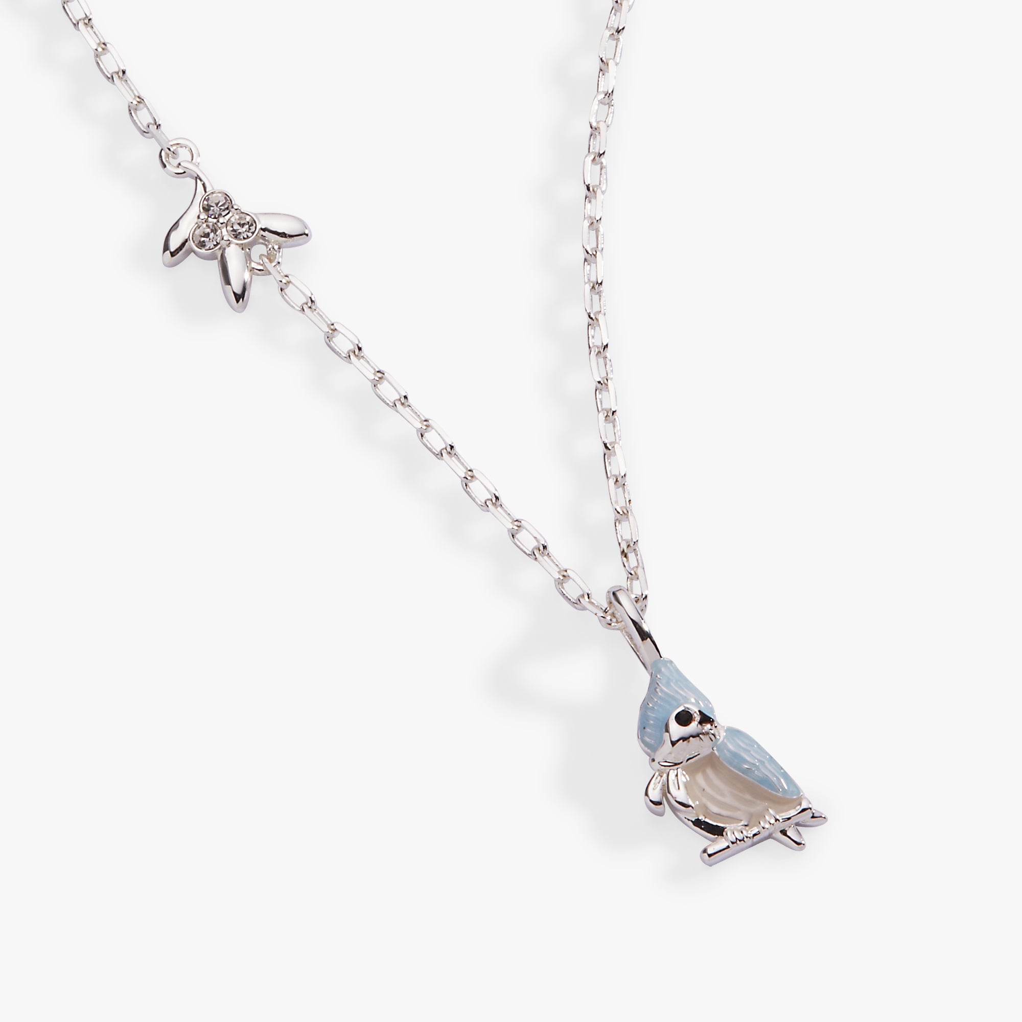 Silver Tufted Titmouse bird pendant necklace by ALEX AND ANI featuring detailed bird charm on a chain.