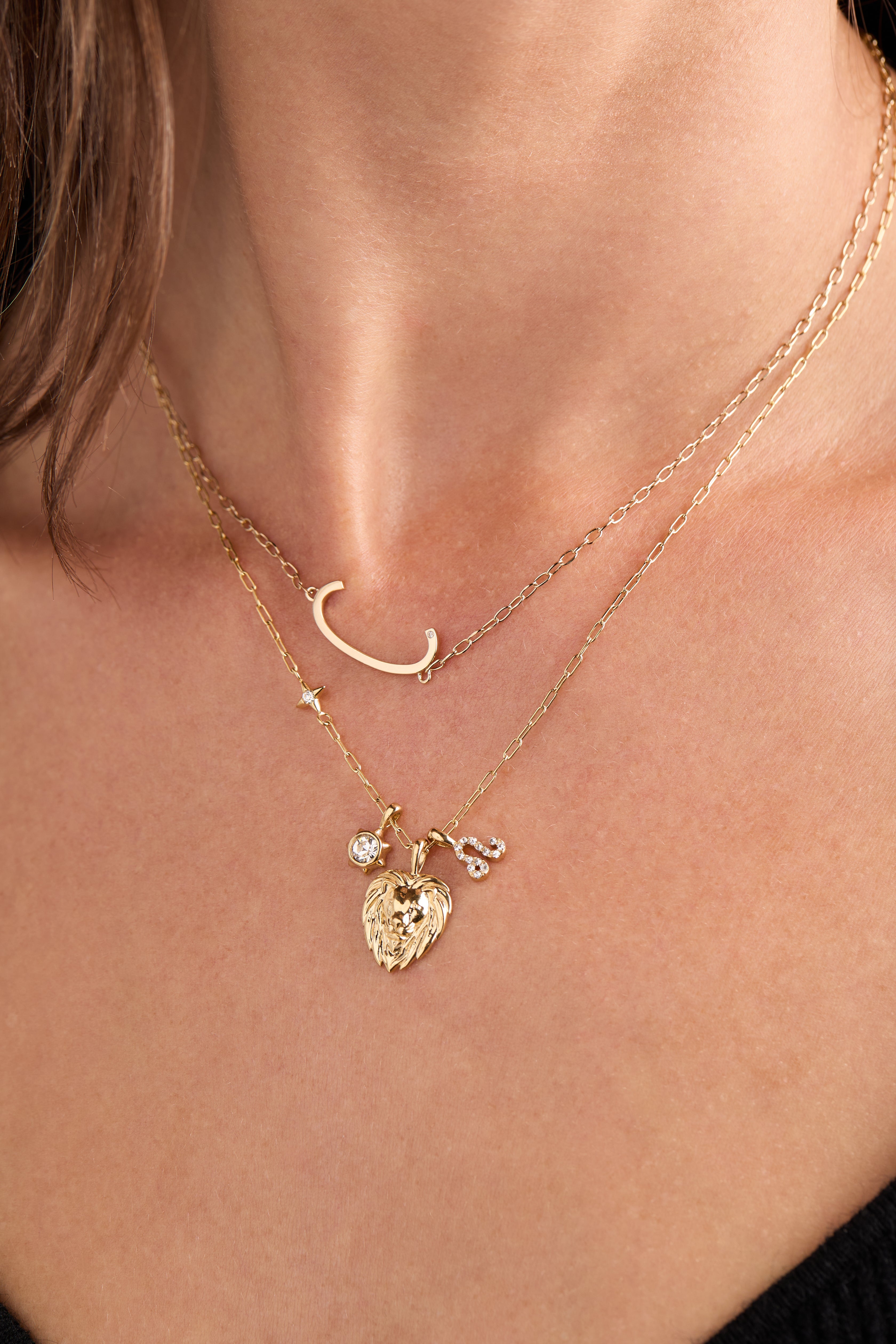 Gold Leo Zodiac Charm Cluster Necklace by ALEX AND ANI featuring stainless steel chain and zodiac pendant for astrology lovers.
