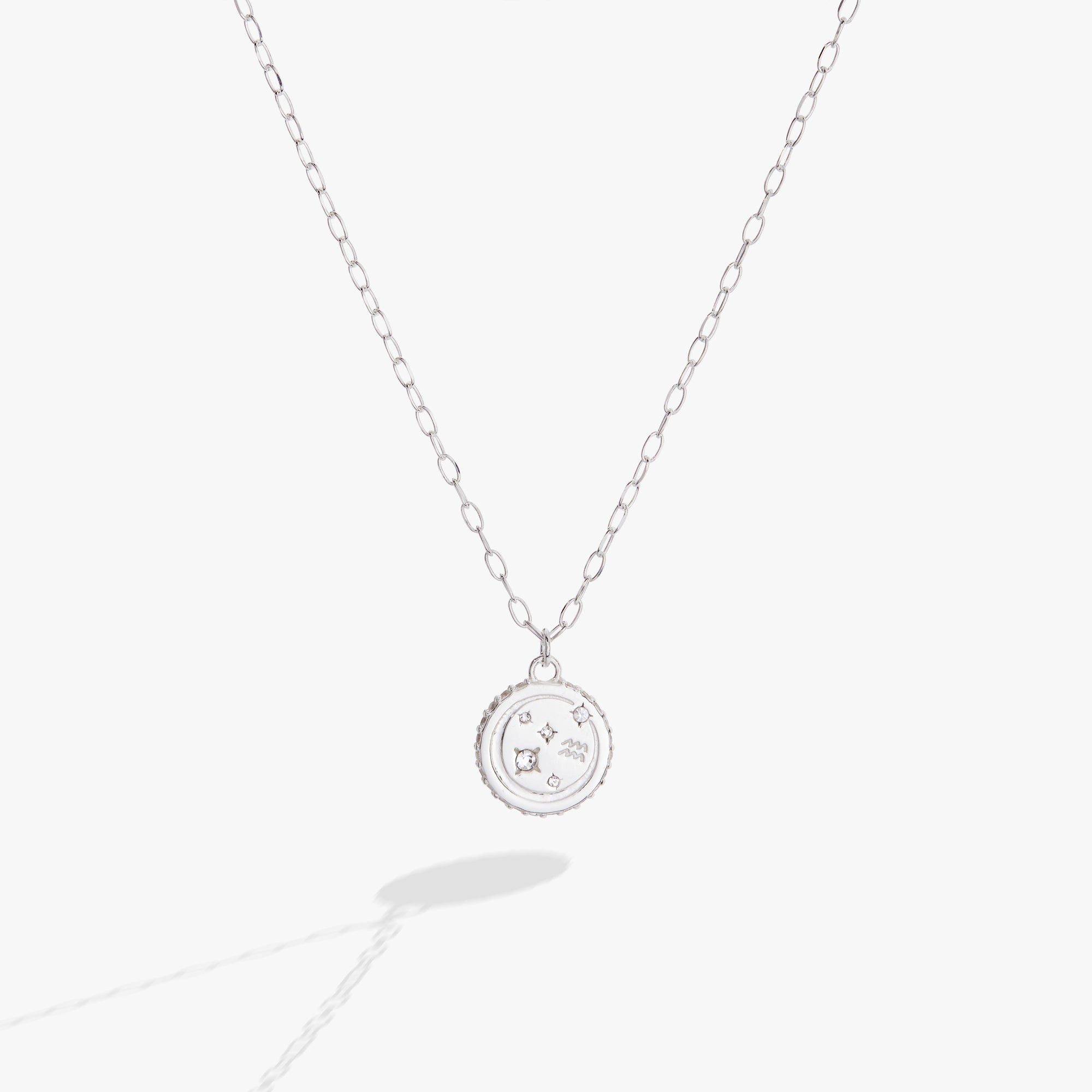 Sterling silver Aquarius Zodiac Necklace by ALEX AND ANI featuring a detailed Aquarius symbol pendant.