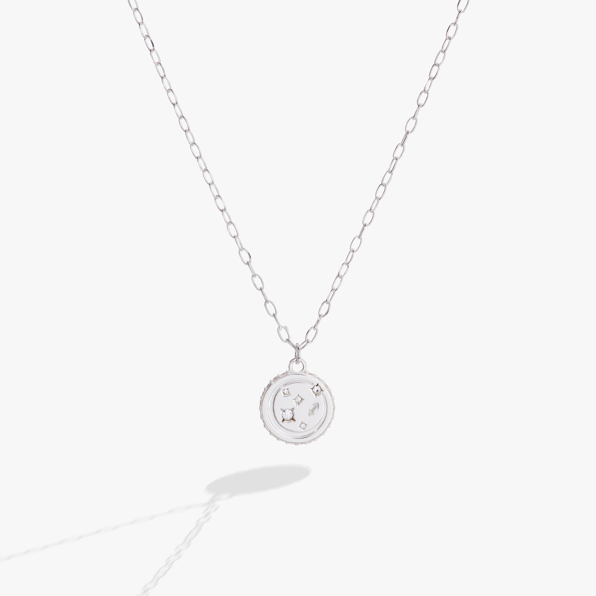 Sterling silver Sagittarius Zodiac necklace by ALEX AND ANI featuring a detailed Sagittarius pendant on a delicate chain.
