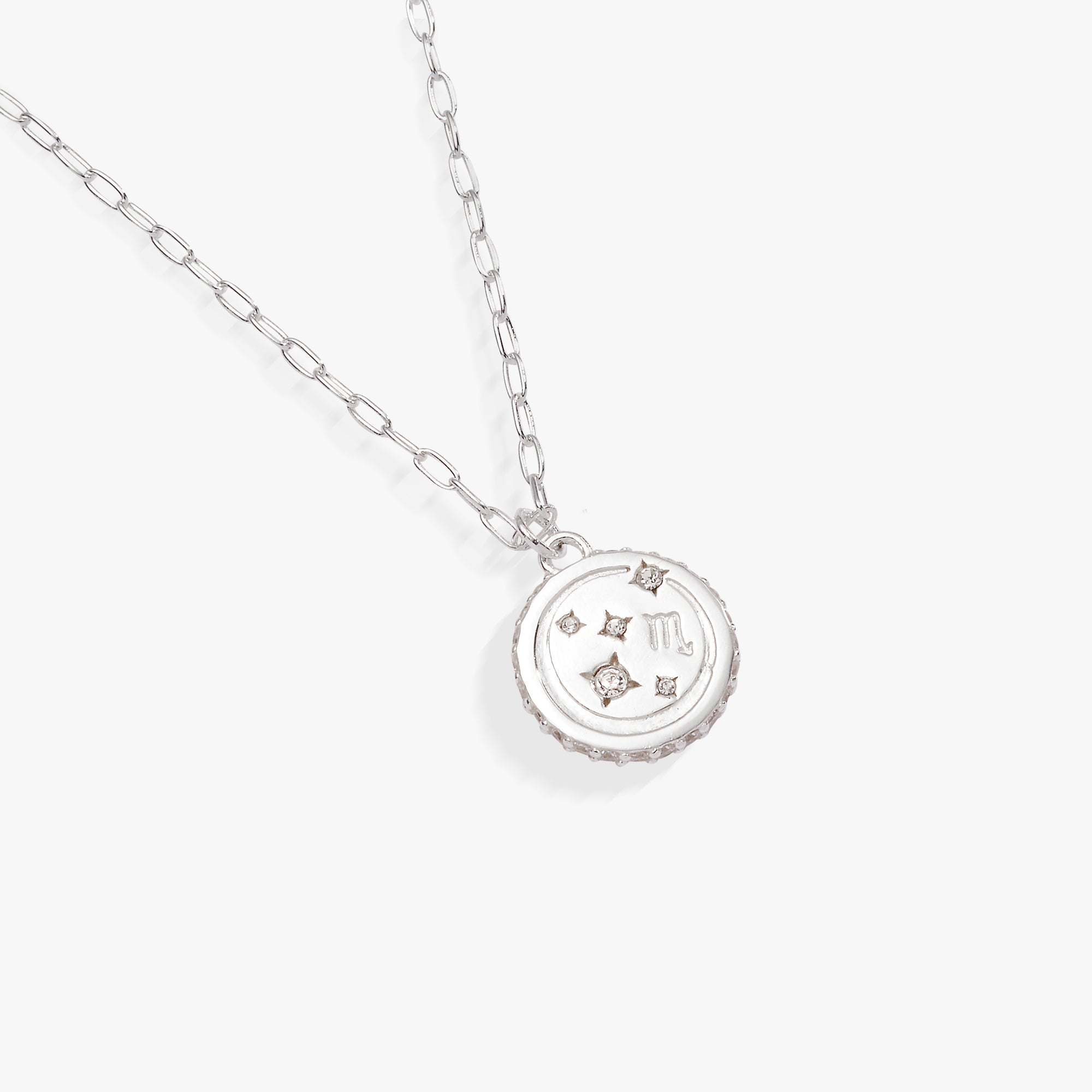 Sterling silver Scorpio Zodiac necklace by ALEX AND ANI featuring a detailed Scorpio pendant on a delicate chain.