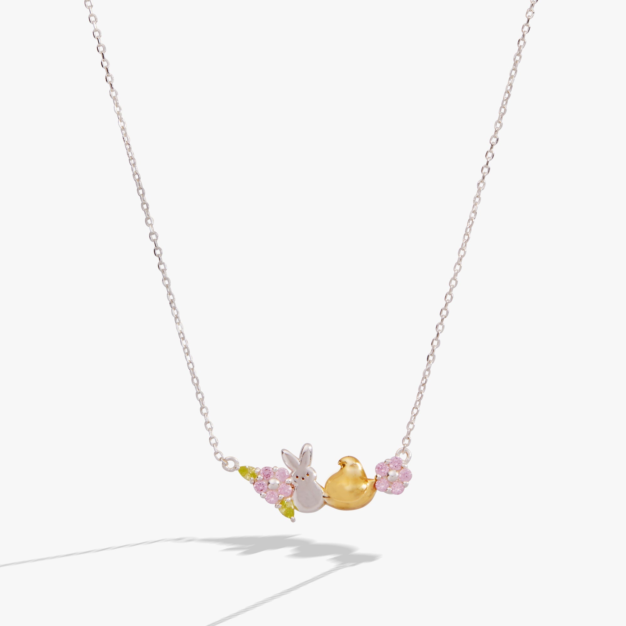 ALEX AND ANI PEEPS® Precious Peepsake necklace featuring a two-tone charm on a delicate chain.