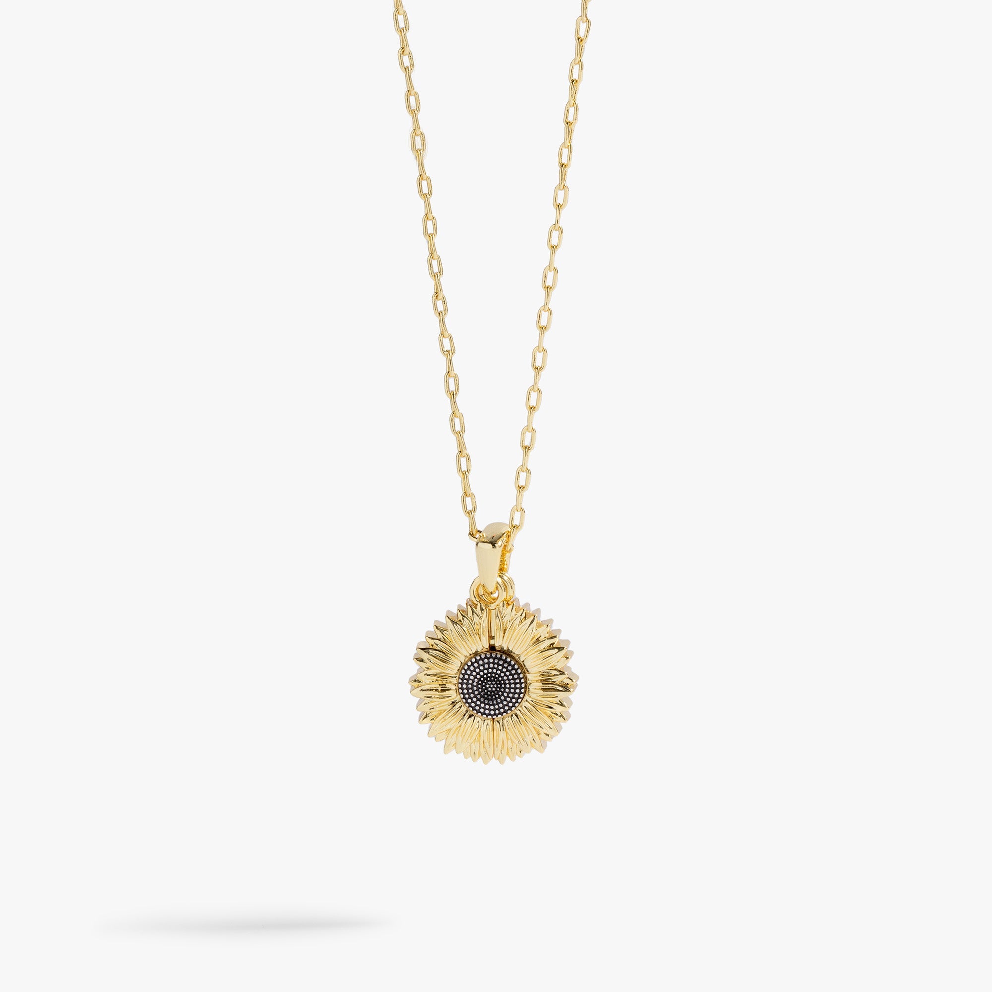 Two-tone sunflower necklace by ALEX AND ANI featuring the "Choose Happiness" mantra pendant, stylish and meaningful jewelry accessory.