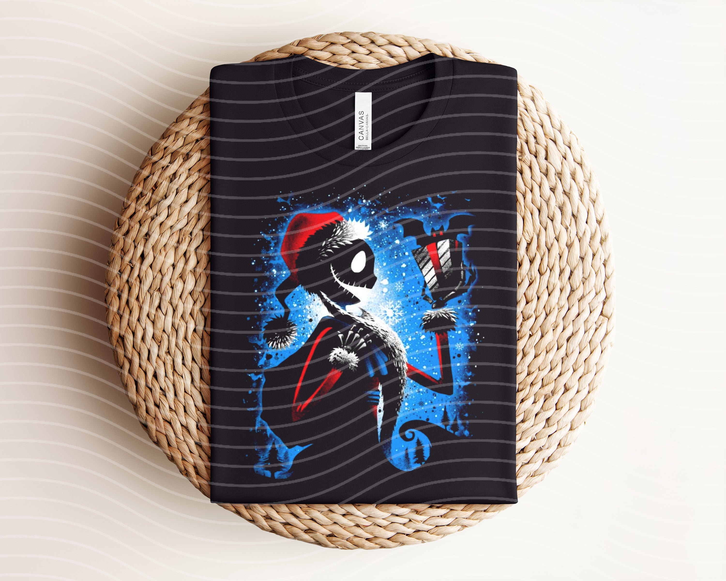 Dark Christmas Jack graphic tee from Anchored Grace Boutique featuring festive holiday design and bold graphic artwork.