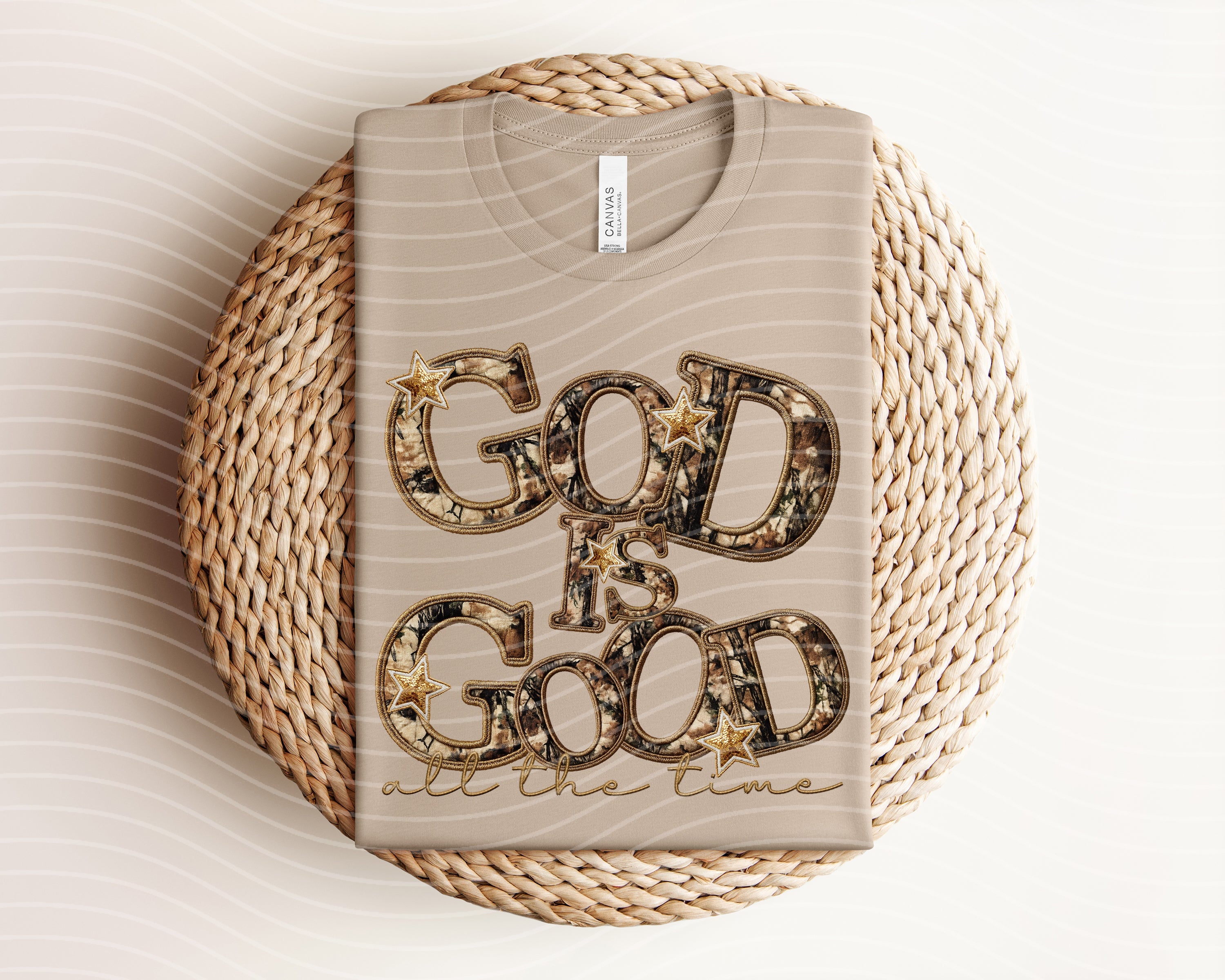 Black God is Good graphic tee by Anchored Grace Boutique featuring bold white text on soft cotton fabric.