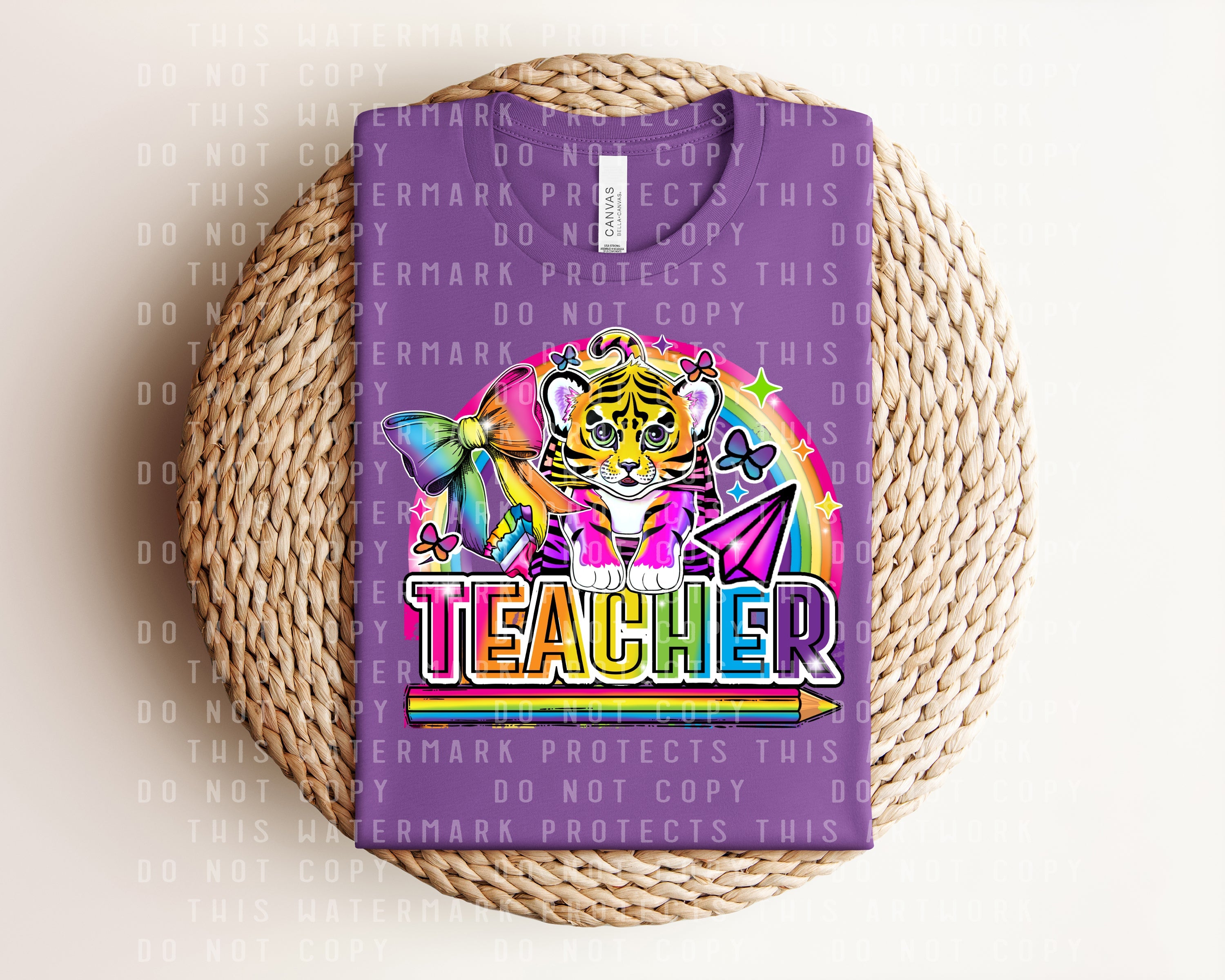 Lisa Frank teacher graphic tee by Anchored Grace Boutique, featuring colorful Lisa Frank design on a casual graphic tee.