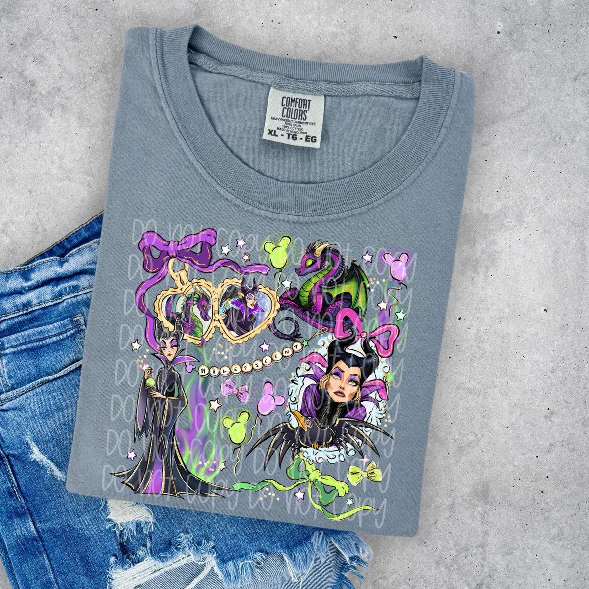 Maleficent locket graphic tee by Anchored Grace Boutique featuring a dark, artistic design on a stylish casual t-shirt.