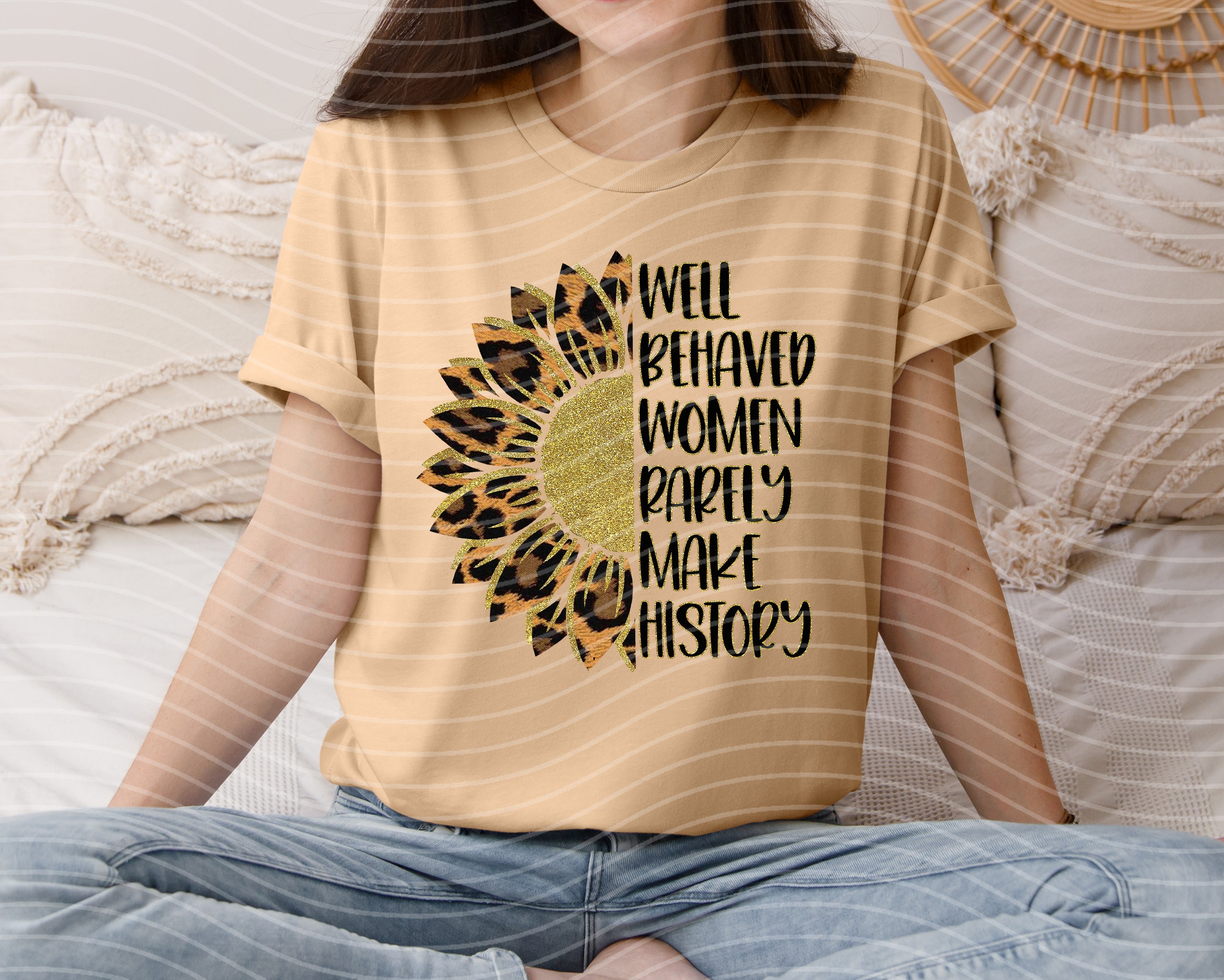 Well Behaved Women Rarely Make History graphic tee by Anchored Grace Boutique, featuring bold text design on a casual cotton shirt.