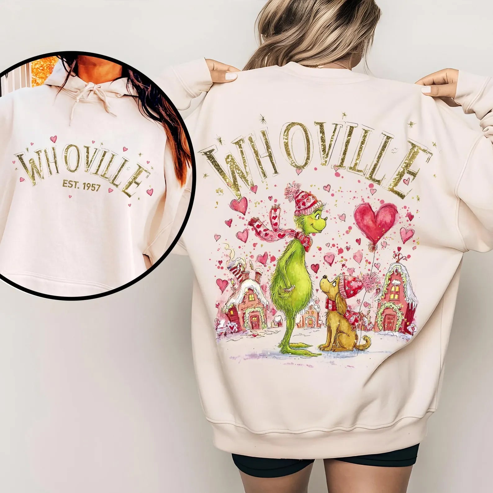 Black Whoville graphic tee by Anchored Grace Boutique featuring colorful Whoville design on soft cotton fabric.
