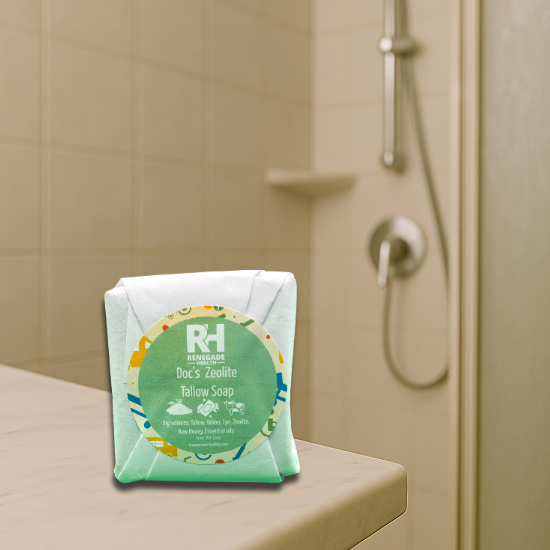 Ancient Health & Healings Doc's Detox Tallow Soap bar with natural ingredients and traditional soap design.
