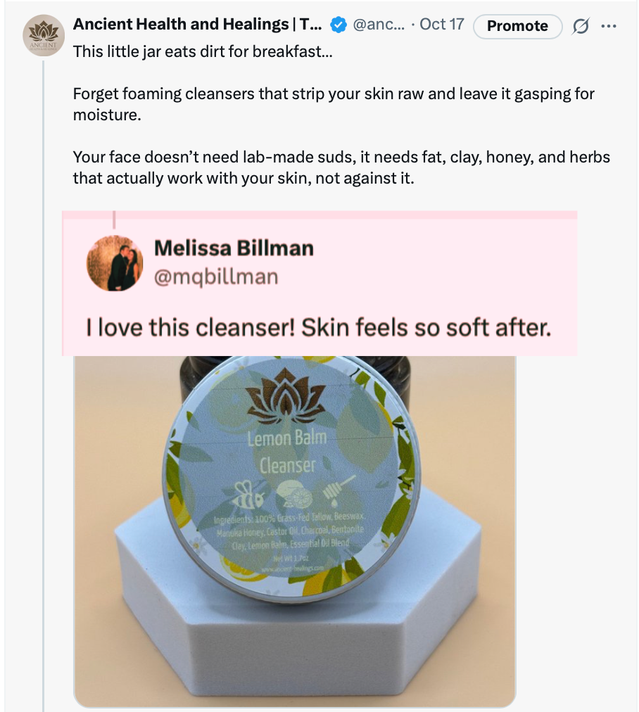 Gentle Tallow Face Cleanser by Ancient Health & Healings in a clear bottle with pump dispenser, suitable for skincare.