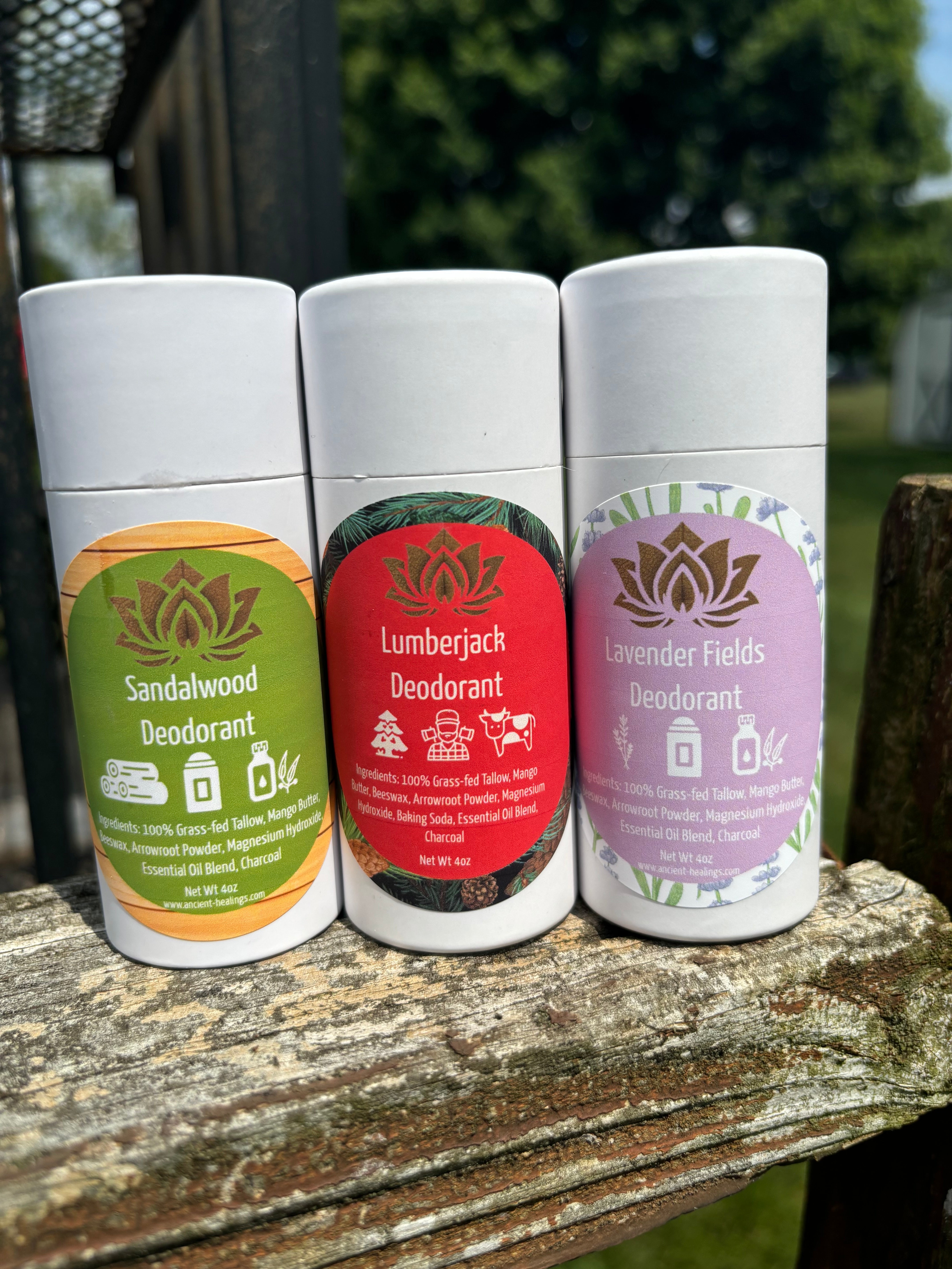 Ancient Health & Healings lavender fields tallow deodorant, natural feminine deodorant with fresh lavender scent.