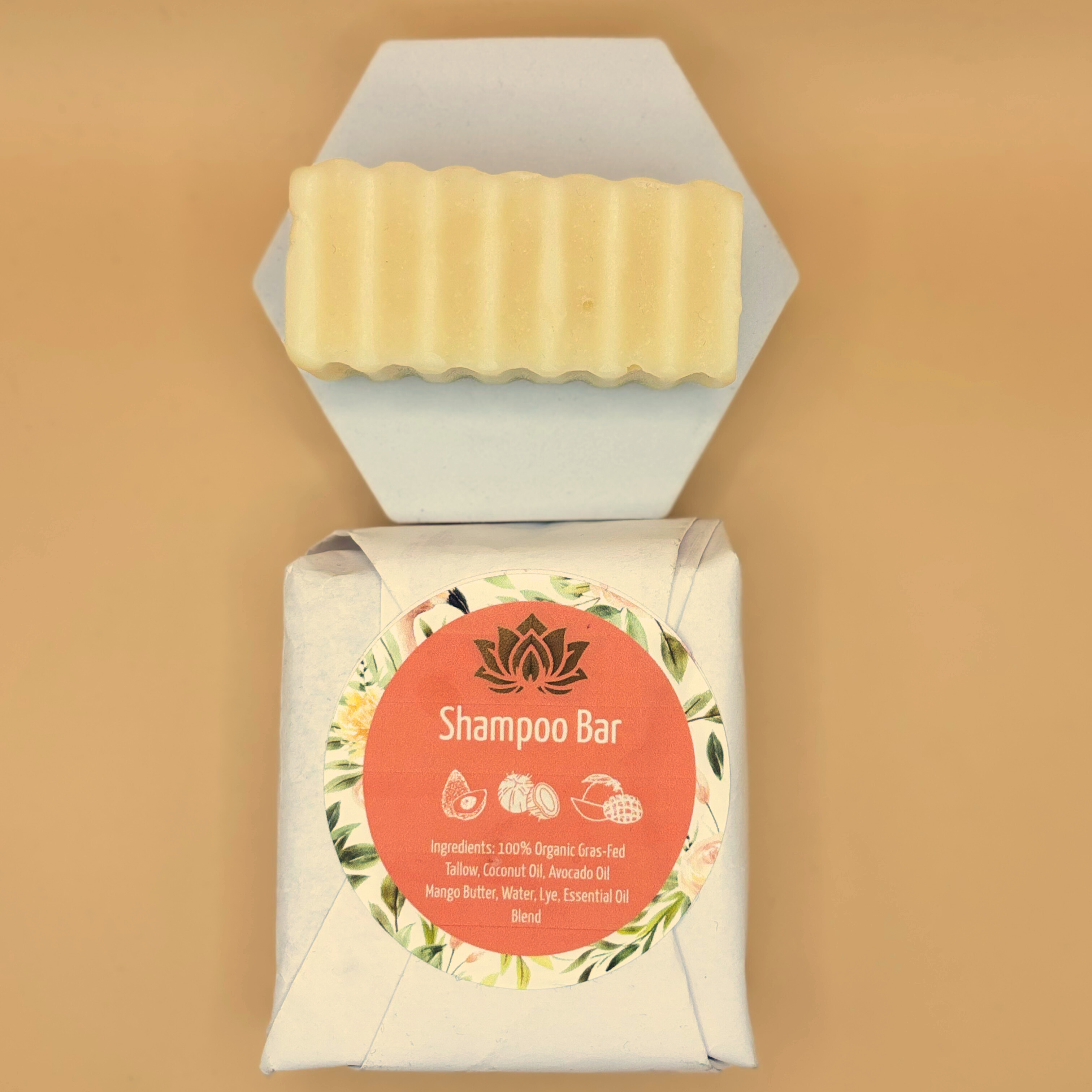 Ancient Health & Healings Tallow Shampoo Bar with summer citrus scent, natural shampoo bar for healthy hair.