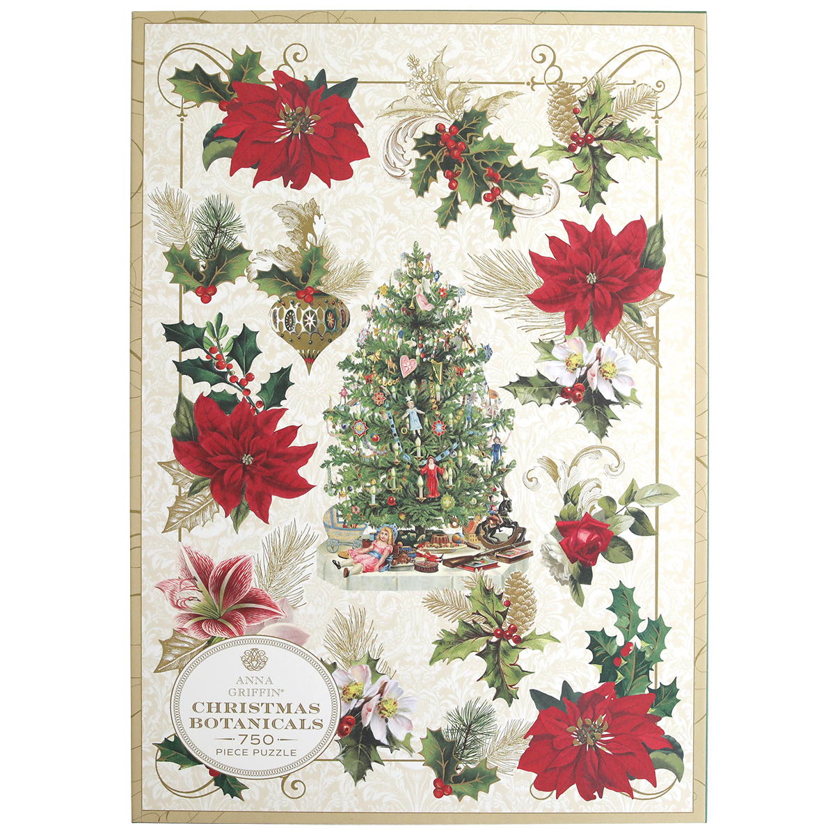 Christmas botanical jigsaw puzzle by Anna Griffin Inc. featuring festive floral illustrations and holiday-themed botanical designs.