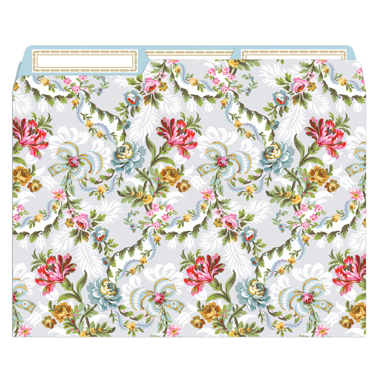 Pink floral file folders from Anna Griffin Inc. with elegant floral designs, ideal for organizing documents in style.
