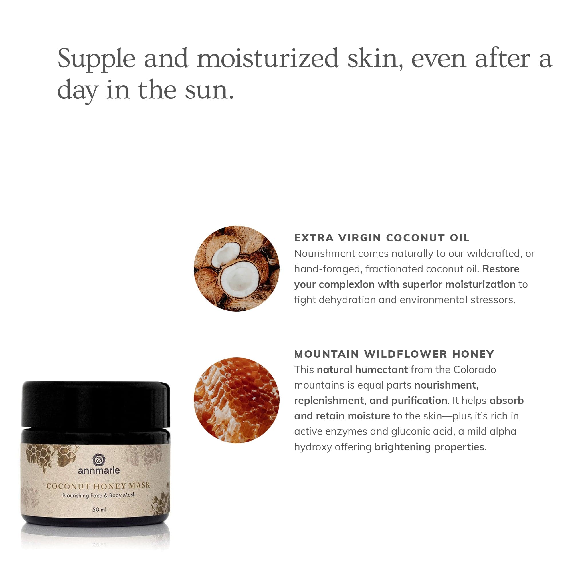 Annmarie Skin Care Coconut Honey Mask in 50ml jar, natural skincare product with coconut and honey ingredients.
