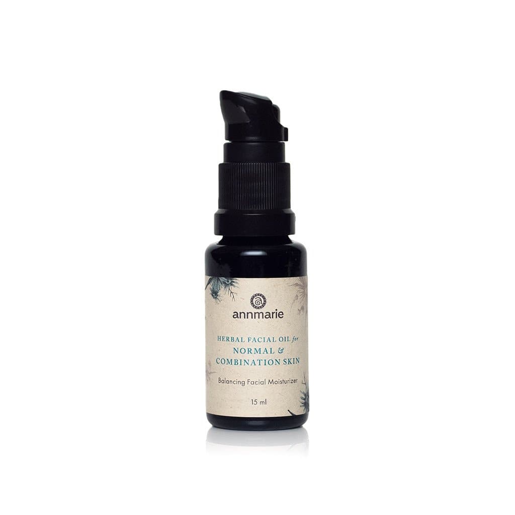 Herbal facial oil for normal and combination skin by Annmarie Skin Care in a 15ml bottle with natural herbal ingredients.