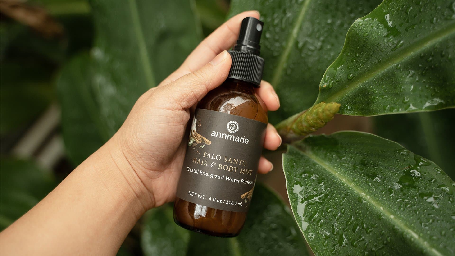 Annmarie Skin Care Palo Santo Hair & Body Mist in a 4oz spray bottle, featuring natural Palo Santo scent for hair and skin.