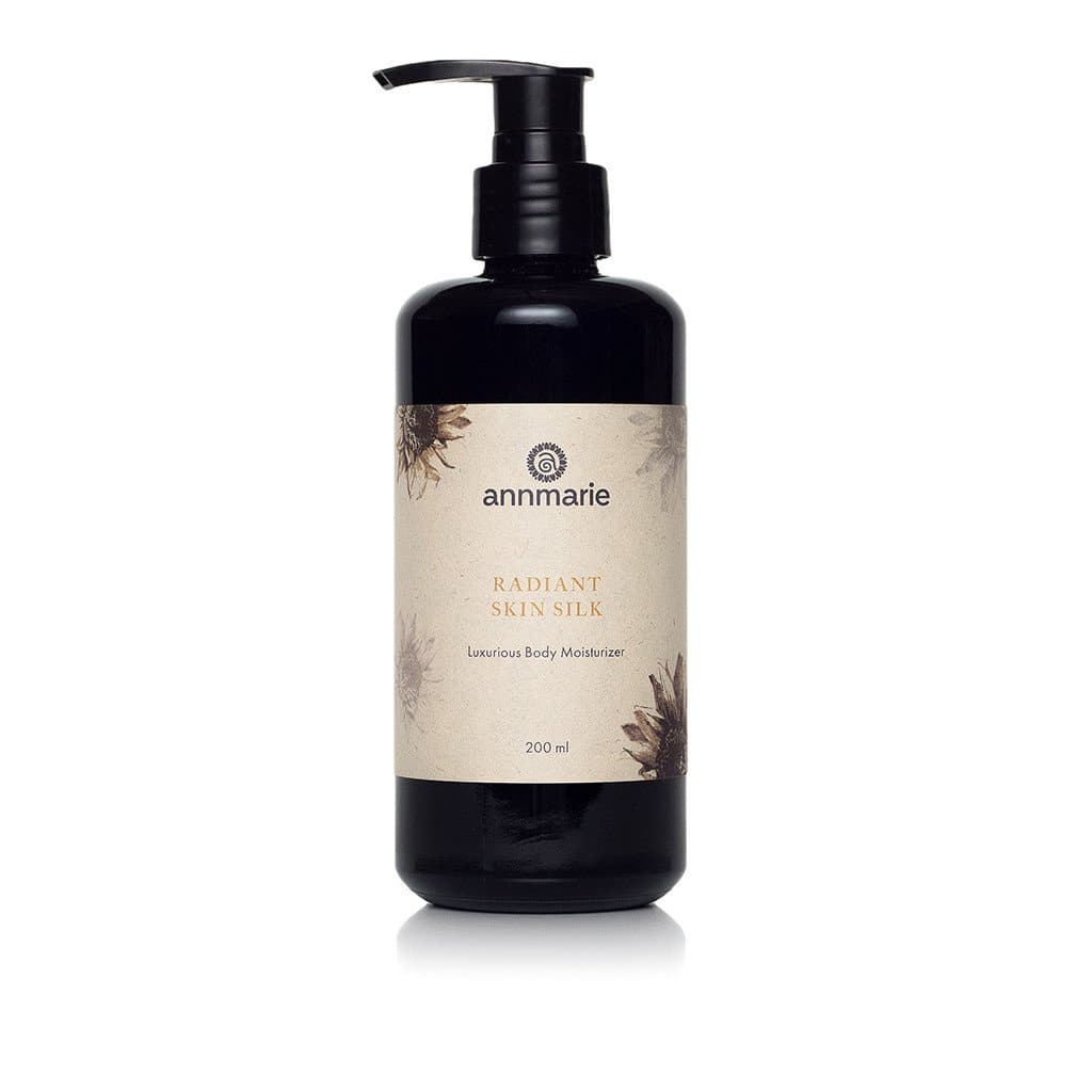 Annmarie Skin Care Radiant Skin Silk Body Lotion 200ml bottle with smooth, luxurious texture for soft, radiant skin.