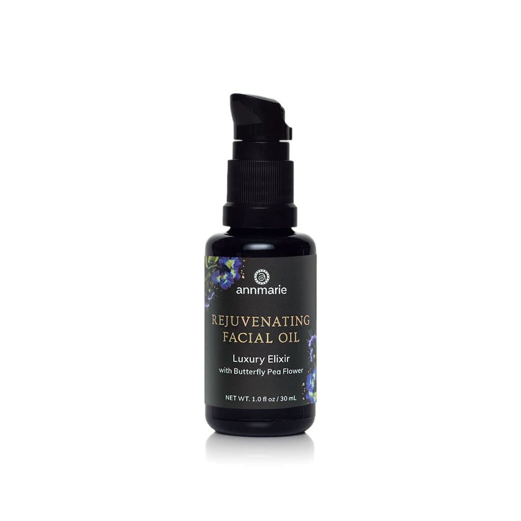 Bottle of Annmarie Skin Care Rejuvenating Facial Oil in 30ml glass container with dropper, natural facial skincare product.