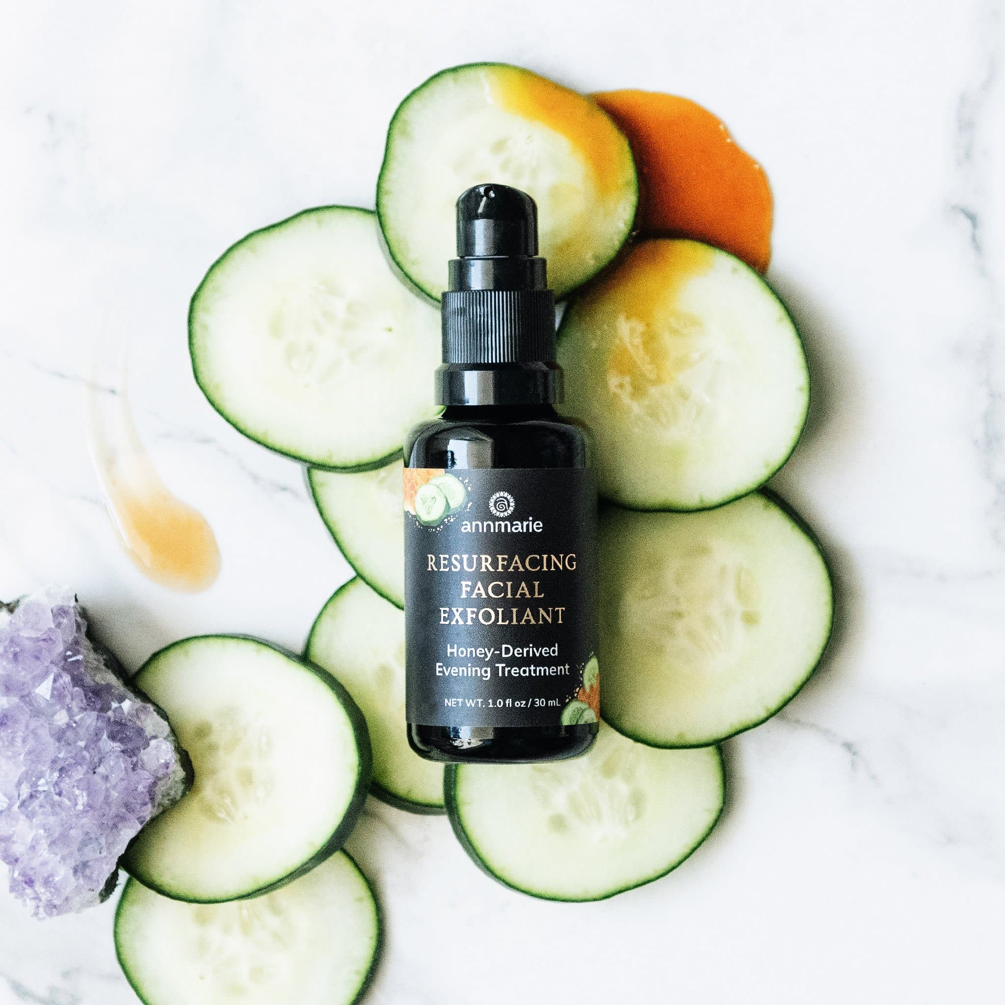 Resurfacing facial exfoliant by Annmarie Skin Care in 30ml bottle, natural skincare product for smooth, refreshed skin.