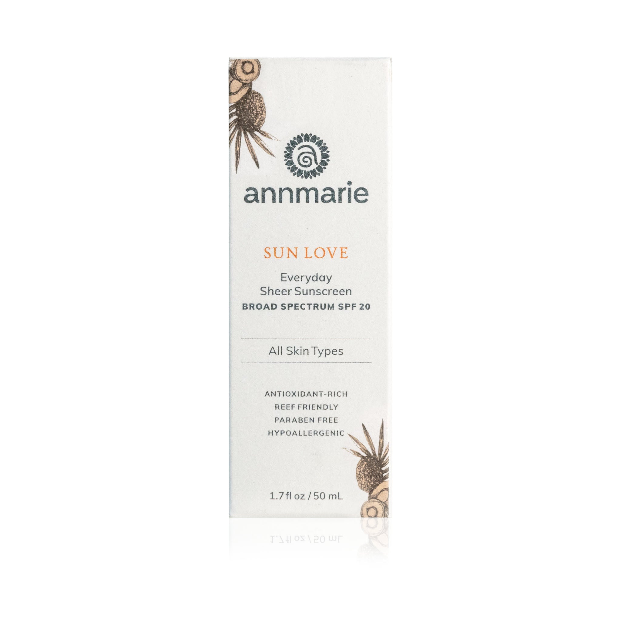 Annmarie Skin Care Sun Love Everyday Sheer Sunscreen 50ml, lightweight SPF moisturizer with a natural, invisible finish.