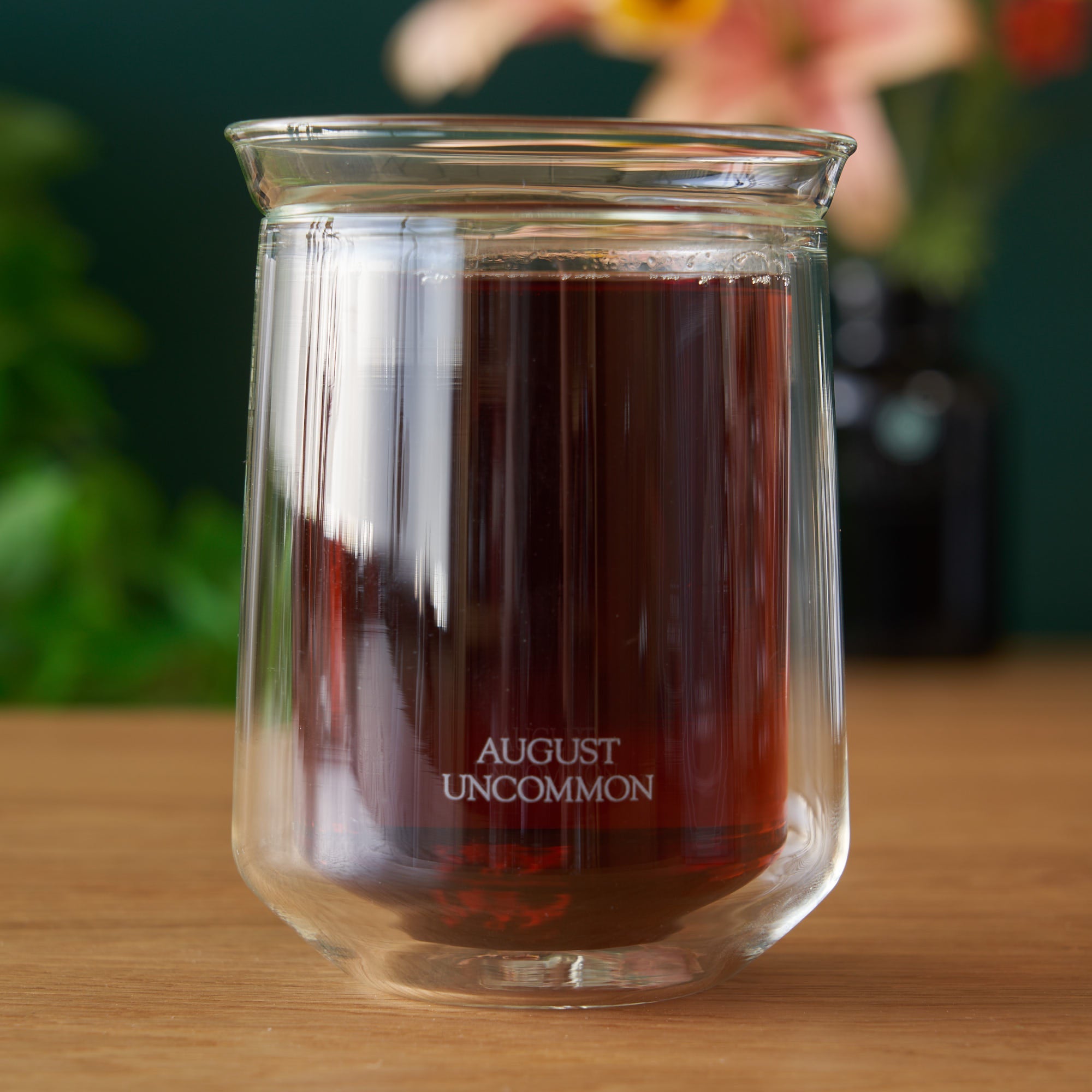 August Uncommon Tea tasting glass for tea, showcasing a clear, elegant glassware designed for a refined drinking experience.