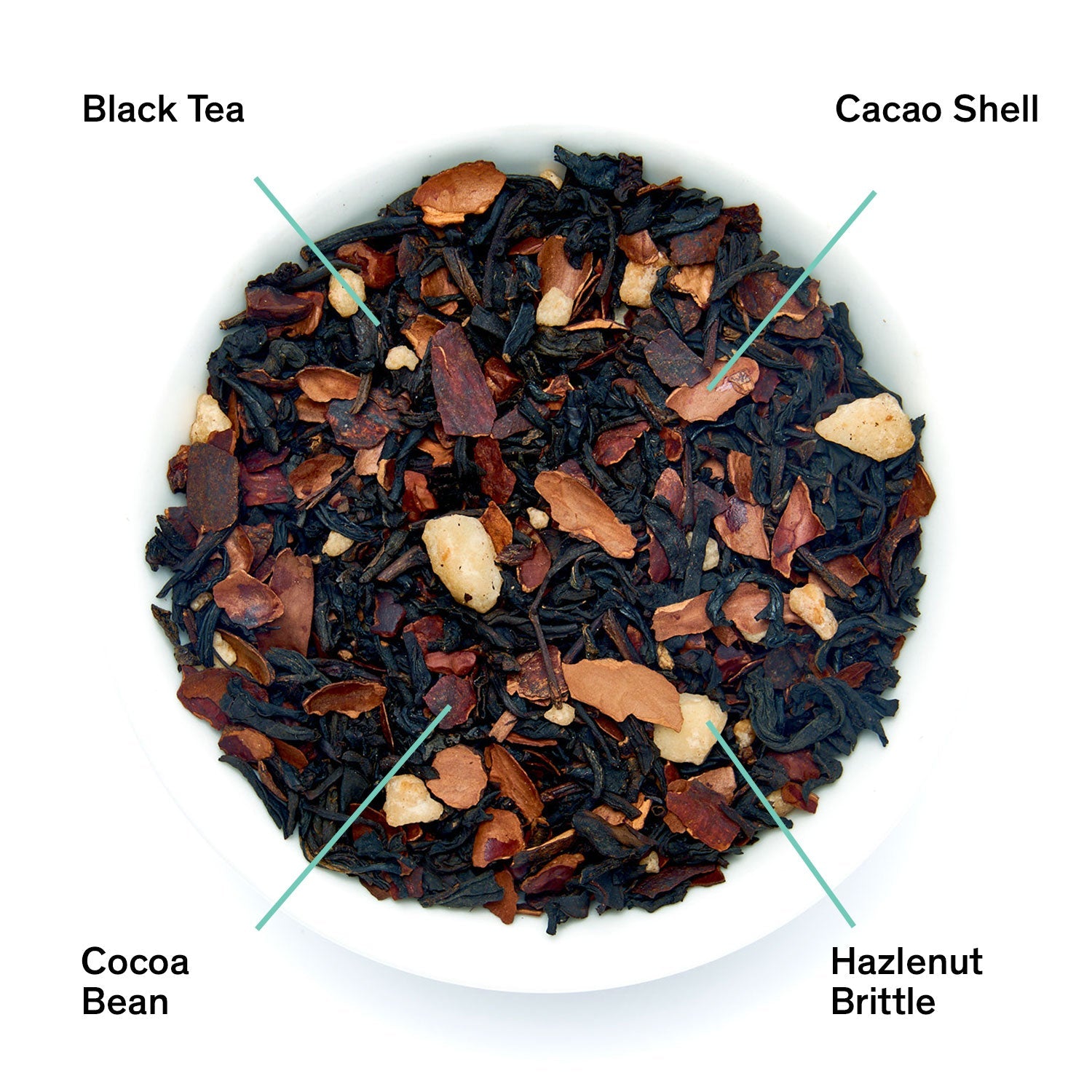Black tea in a 28-cup tin with hazelnut chocolate flavor from August Uncommon Tea, part of the Passage collection.