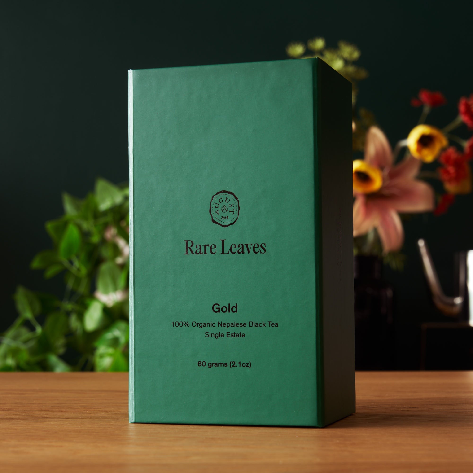 Single estate Nepalese black tea in a 60g tin, featuring Rare Leaves Gold by August Uncommon Tea.