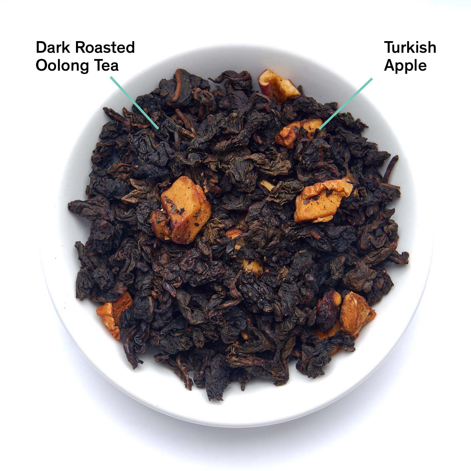 August Uncommon Tea Avalon Burnt Apple Oolong Tea in a 23 oz tin, showcasing rich tea leaves in a vibrant package.