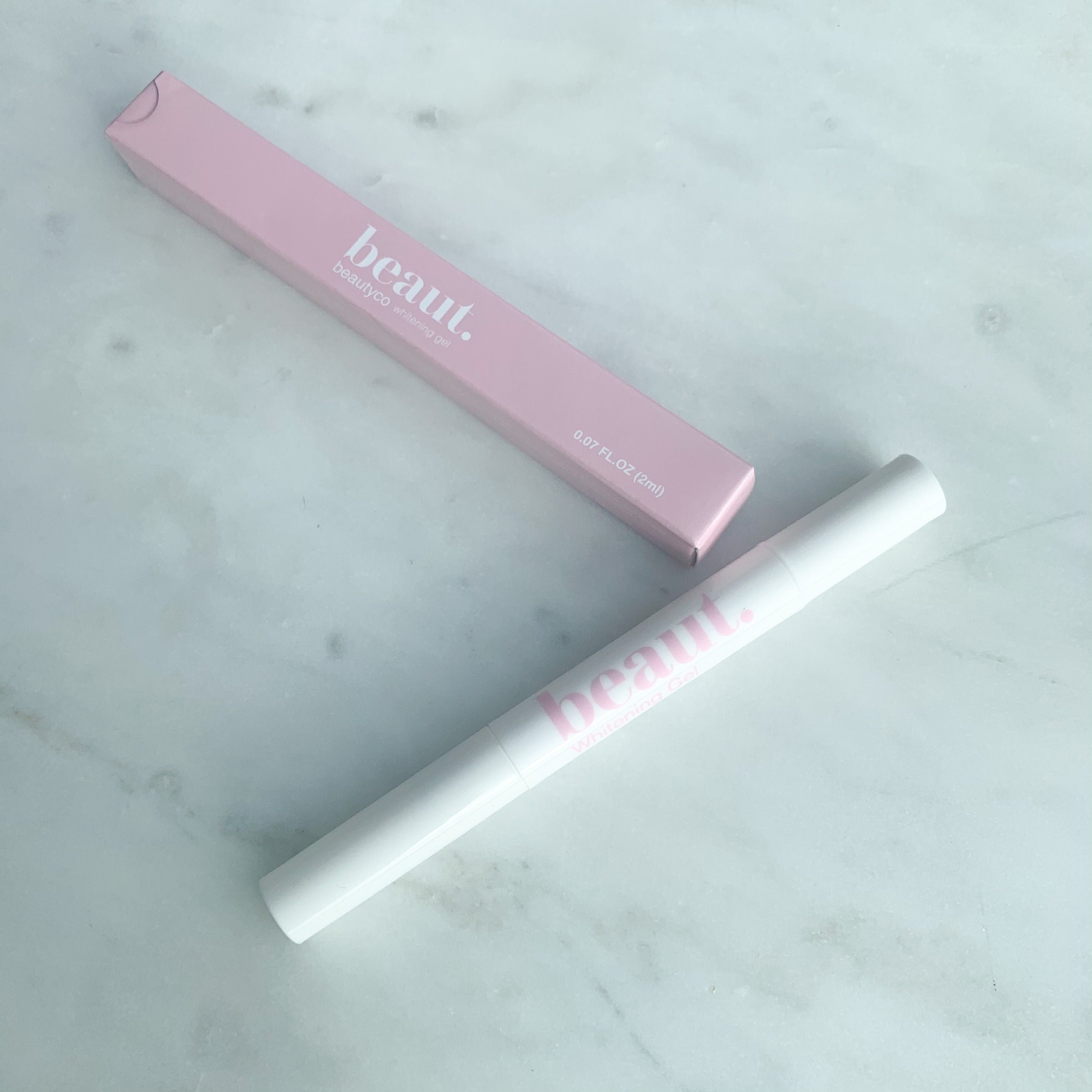 Beaut.beautyco whitening gel refill in a clear tube, designed for teeth whitening treatments.