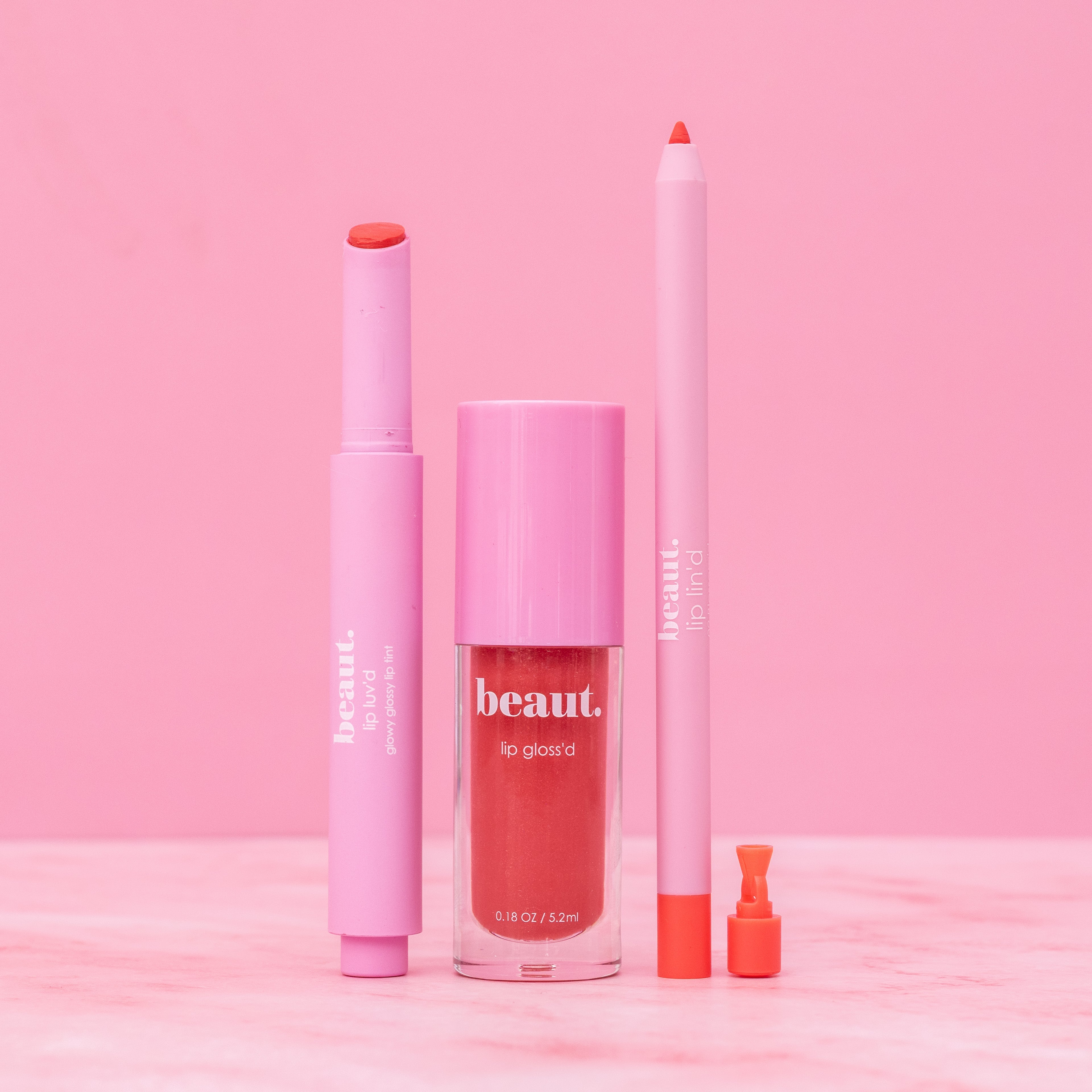 Beauty.co Spice Lip Lin'd lip liner pencil in a warm, natural shade, shown with the product tip and packaging.
