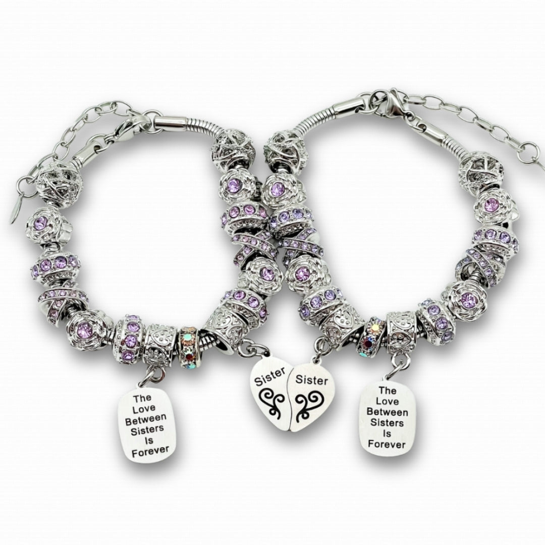 Bella's Yard Sisters Infinite Love Bracelets featuring delicate chain designs and infinity charms on a soft background.