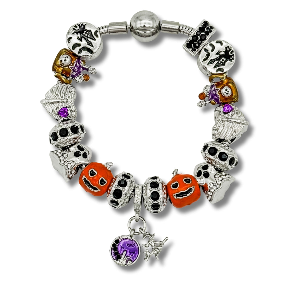 Bella's Yard Halloween bracelet with spooky charm and colorful beads, perfect for Halloween costume accessories.