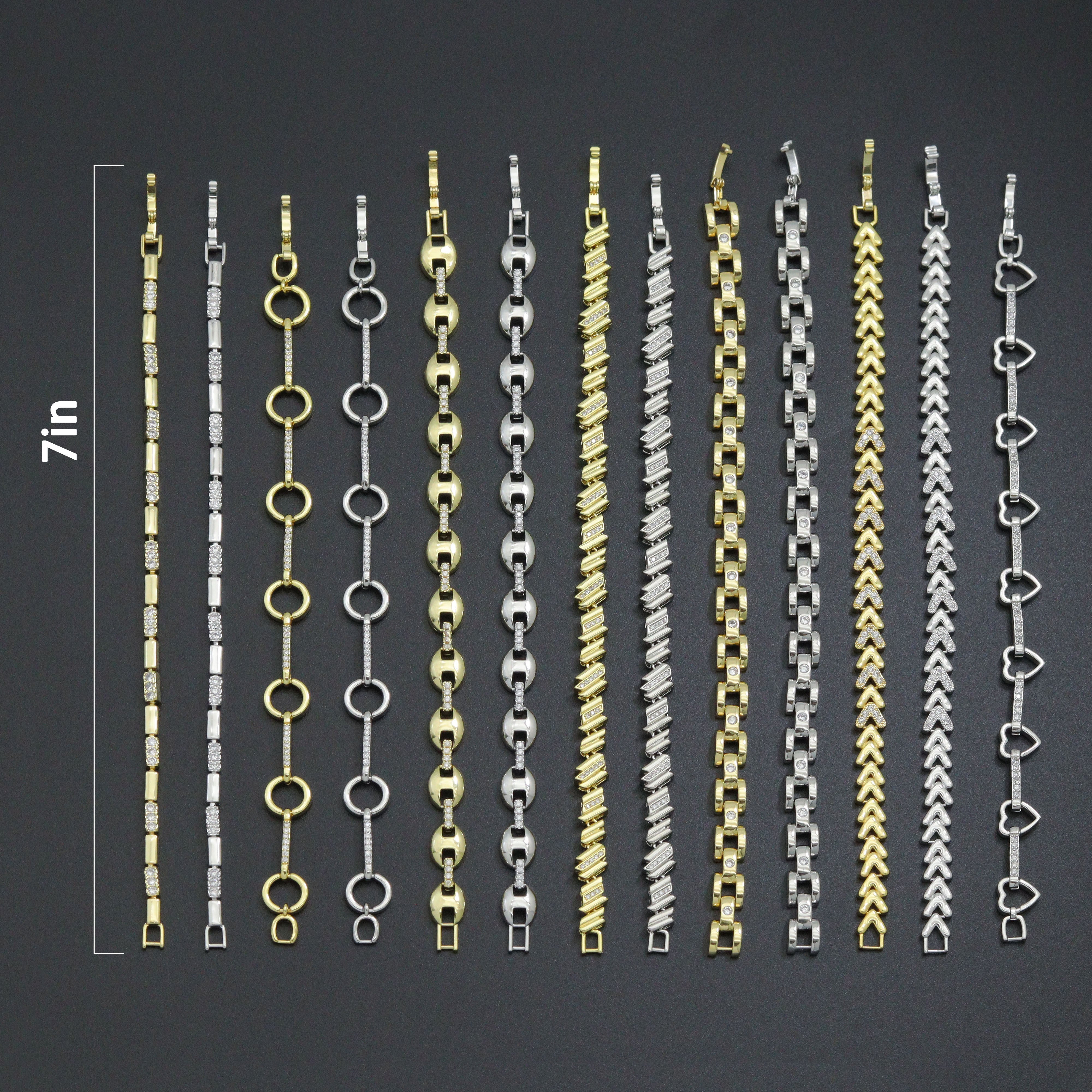 Elegant mixed metal link bracelet from Bestbeads&Beyond with geometric sparkle design, part of the chain bracelet collection.