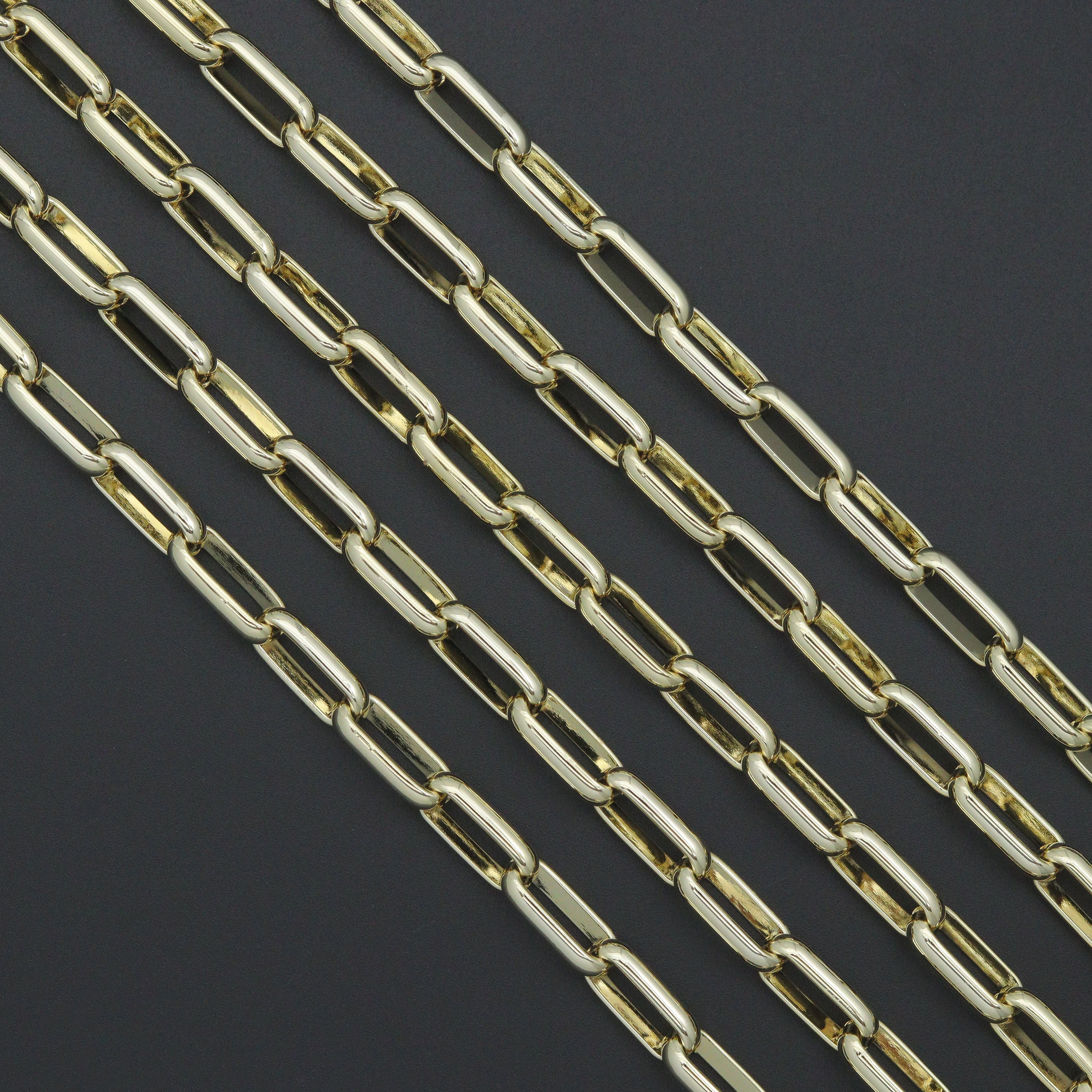 Wholesale gold chunky rectangle link chain by Bestbeads&Beyond, 1-foot length, SKU LX916, showcasing shiny gold metal links.