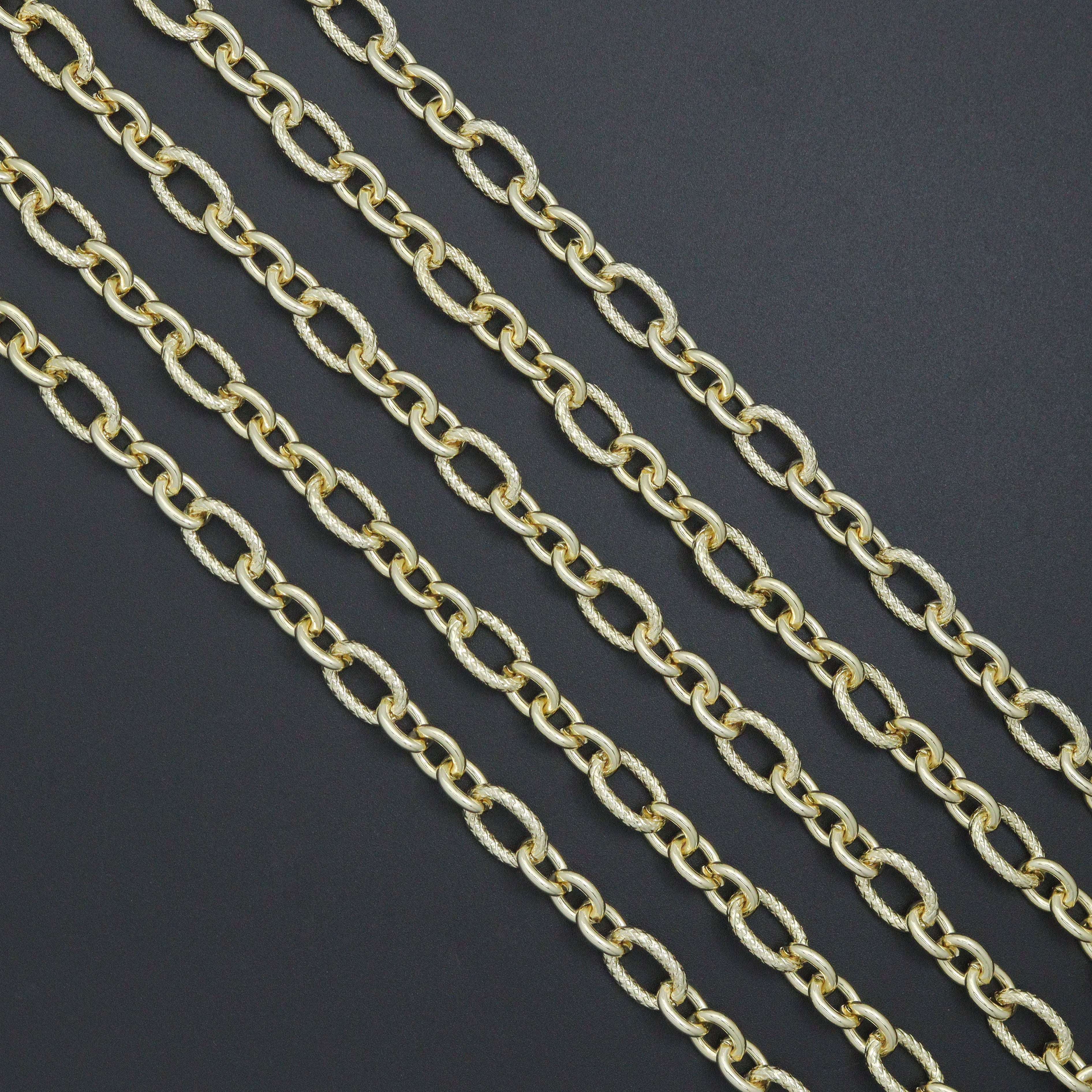 Wholesale mixed oval link chain by Bestbeads&Beyond, 1 foot length, versatile jewelry-making chain with various oval links.