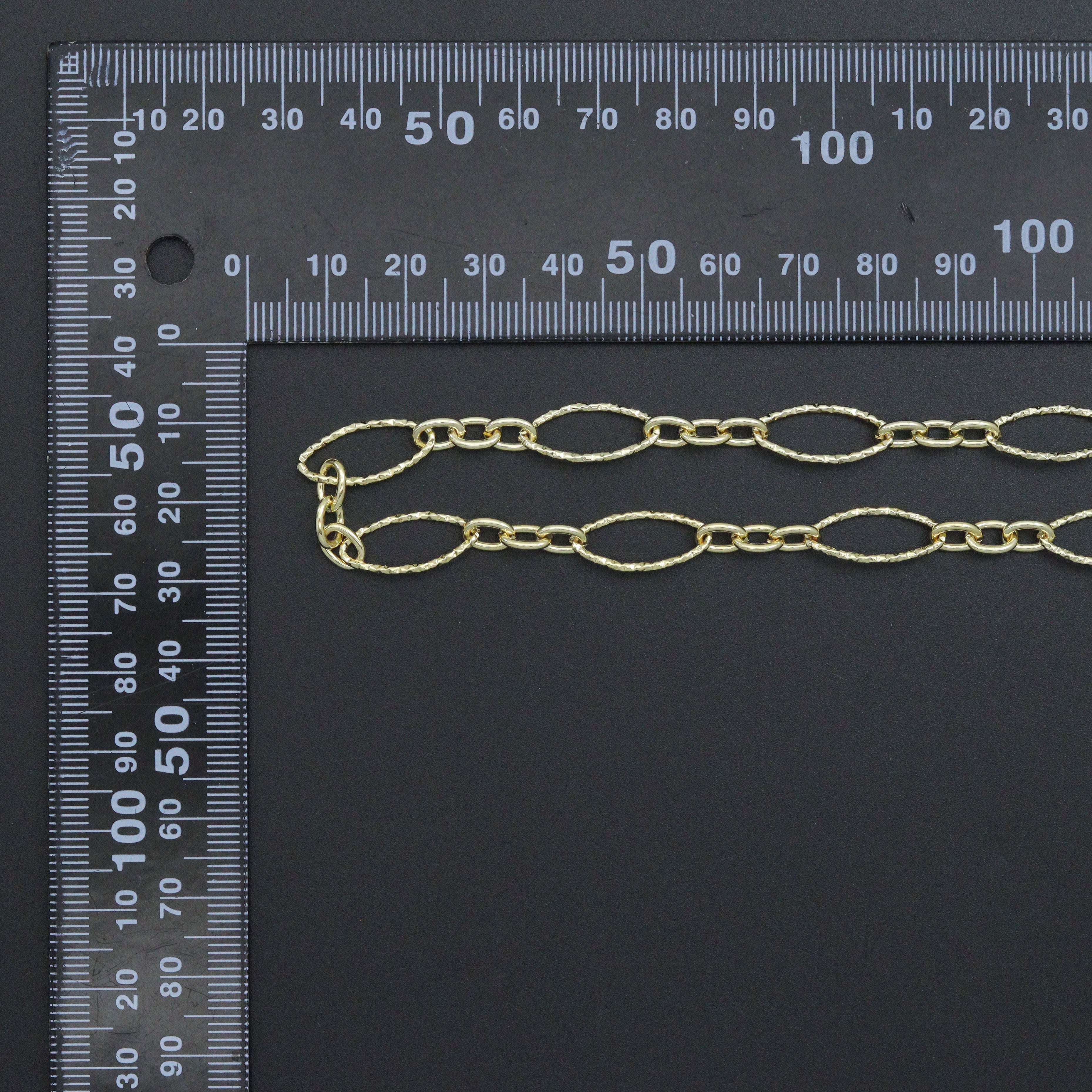 Wholesale gold hammered mixed oval shape chain by Bestbeads&Beyond, 1ft length, jewelry chain with textured finish