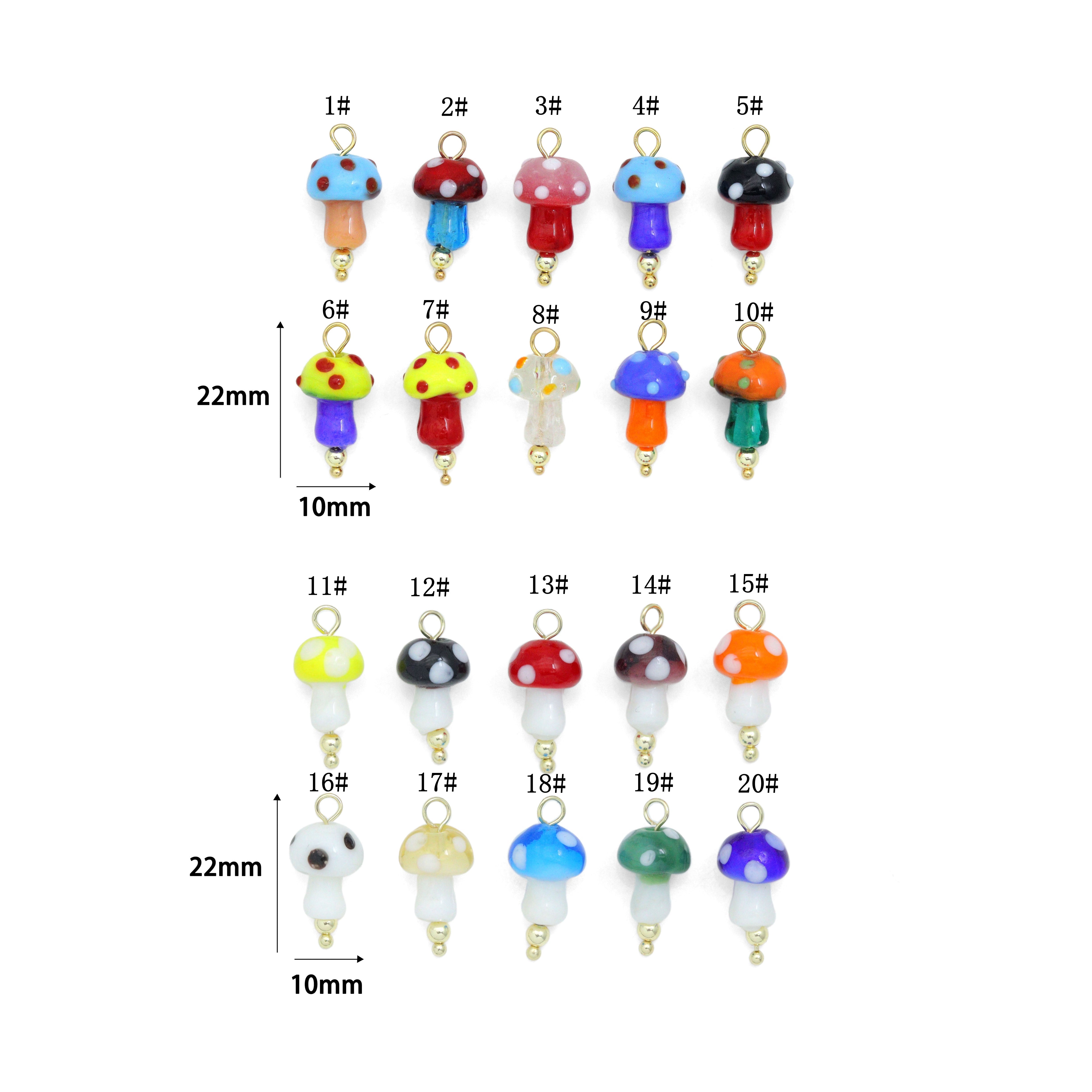 Colorful ceramic mushroom charm for necklace and bracelet jewelry making by Bestbeads&Beyond, featuring vibrant mushroom design.