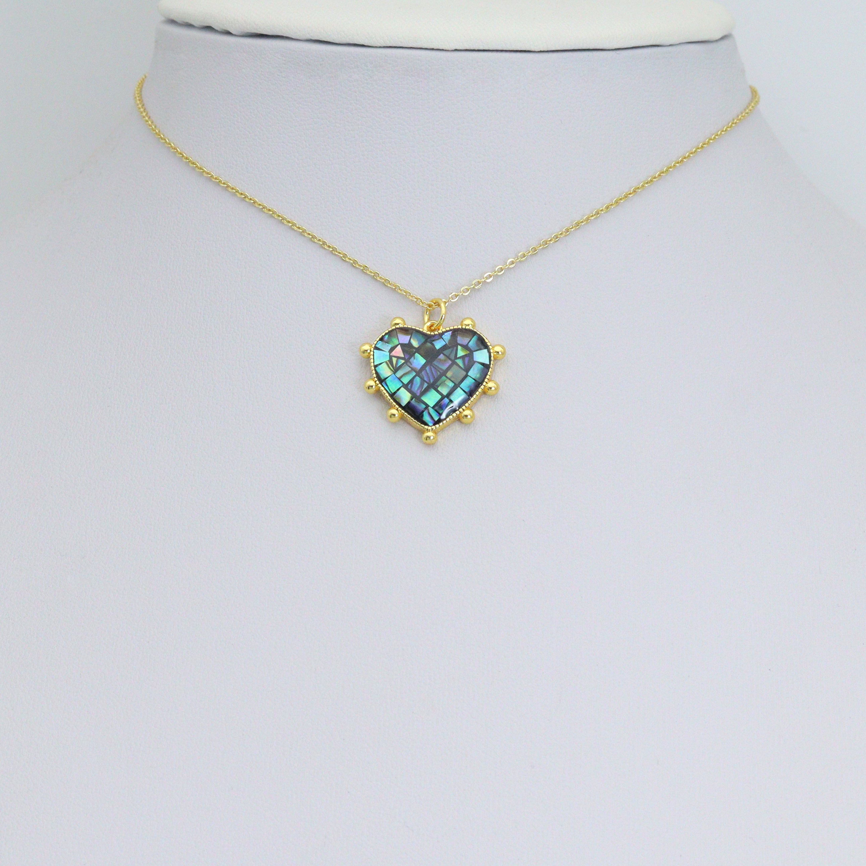 White abalone mother of pearl spike heart charm for necklace and bracelet jewelry making by Bestbeads&Beyond.
