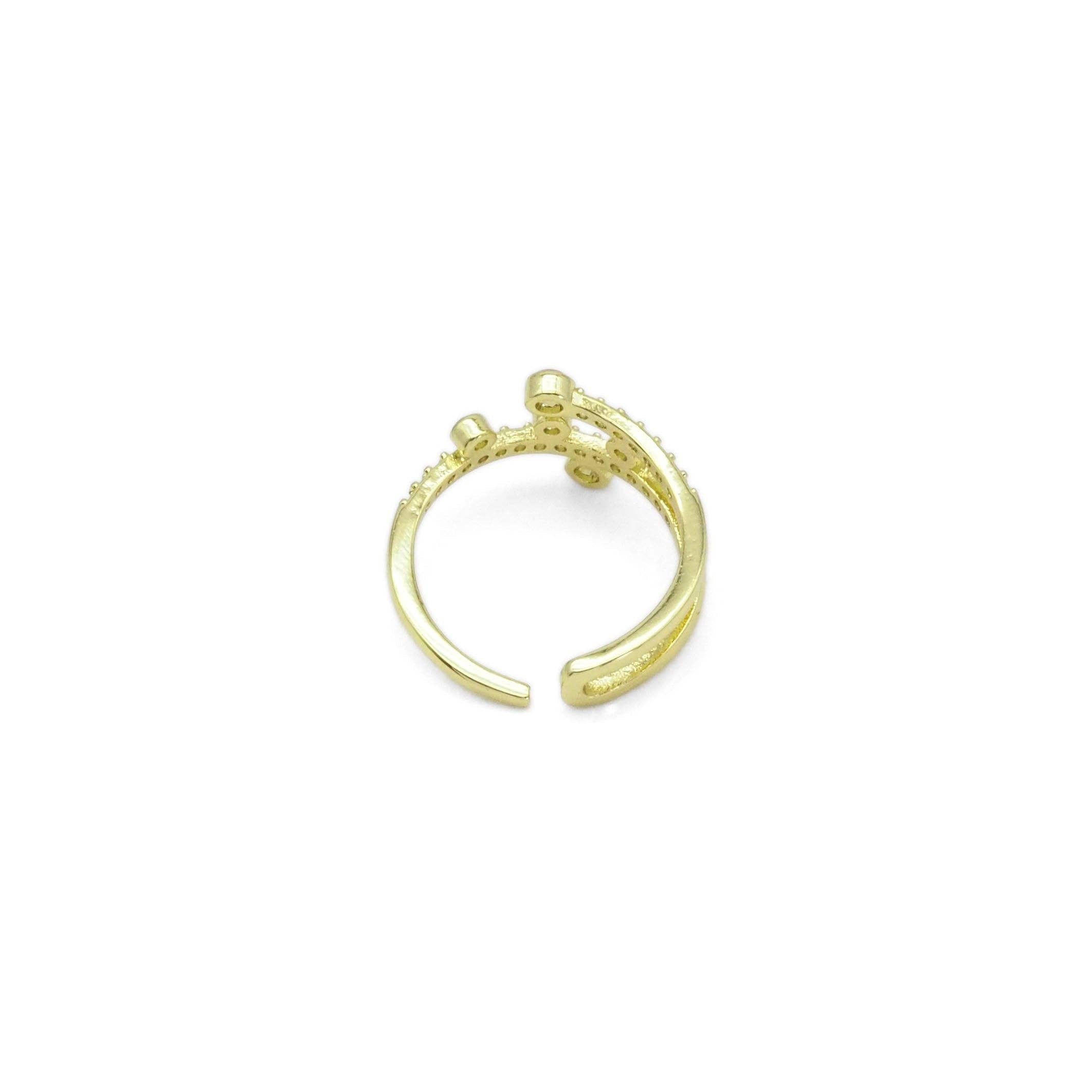 Gold CZ enamel evil eye adjustable cocktail ring from Bestbeads&Beyond featuring bold statement jewelry design.